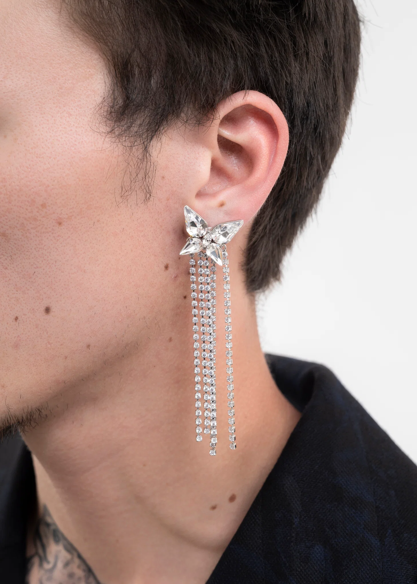 Rhinestone Butterfly And Chains Earring -Single - Image 3