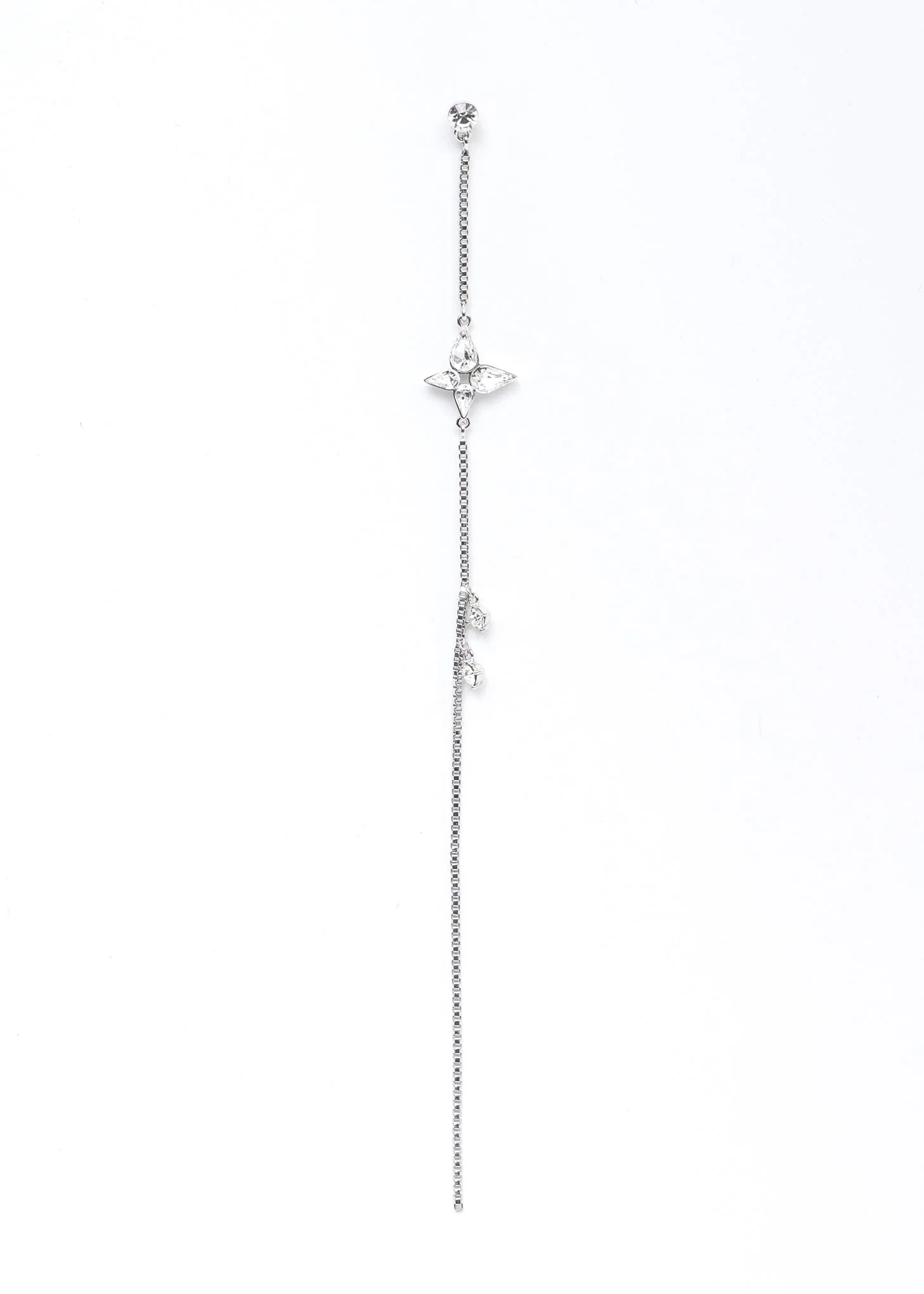 Rhinestone Butterfly And Long Chain Earring -Single