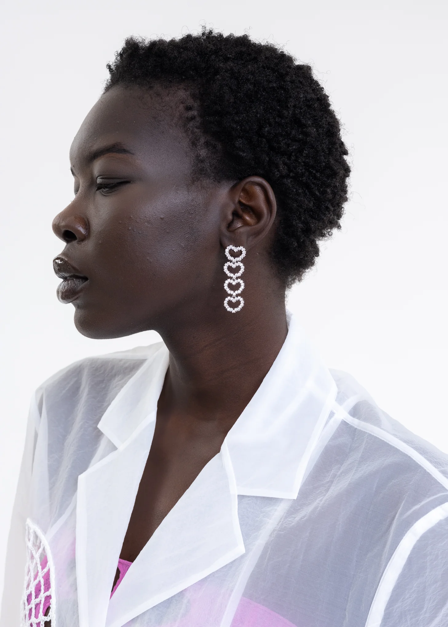 Rhinestone Hearts Earring -Single - Image 2