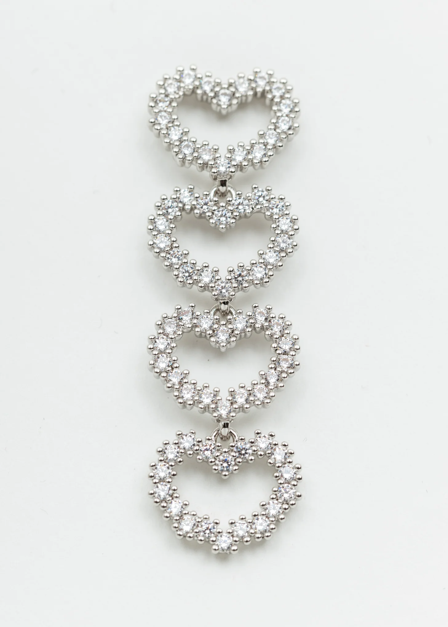 Rhinestone Hearts Earring -Single