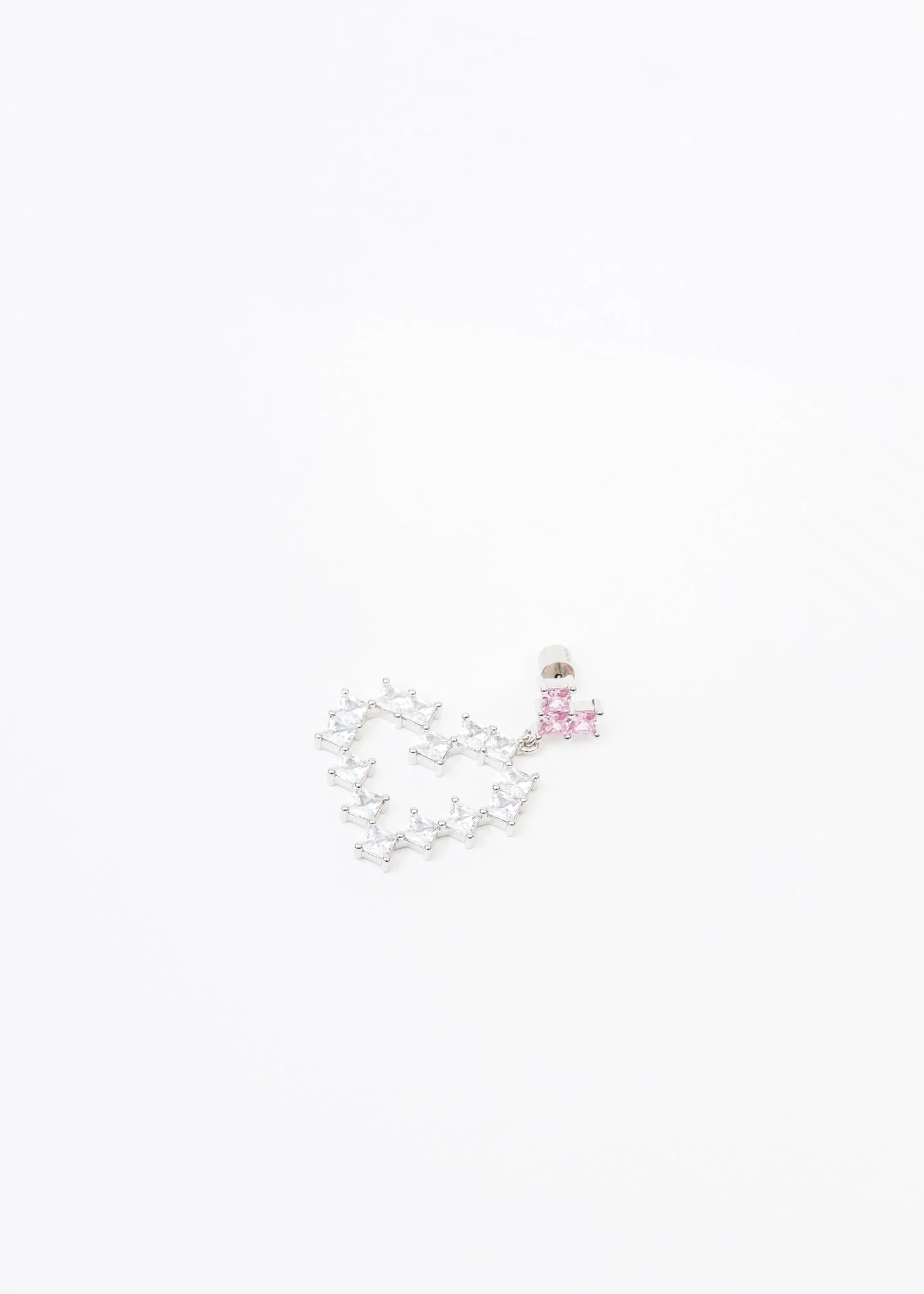 Rhinestone Two Hearts Earring - Single - Image 4