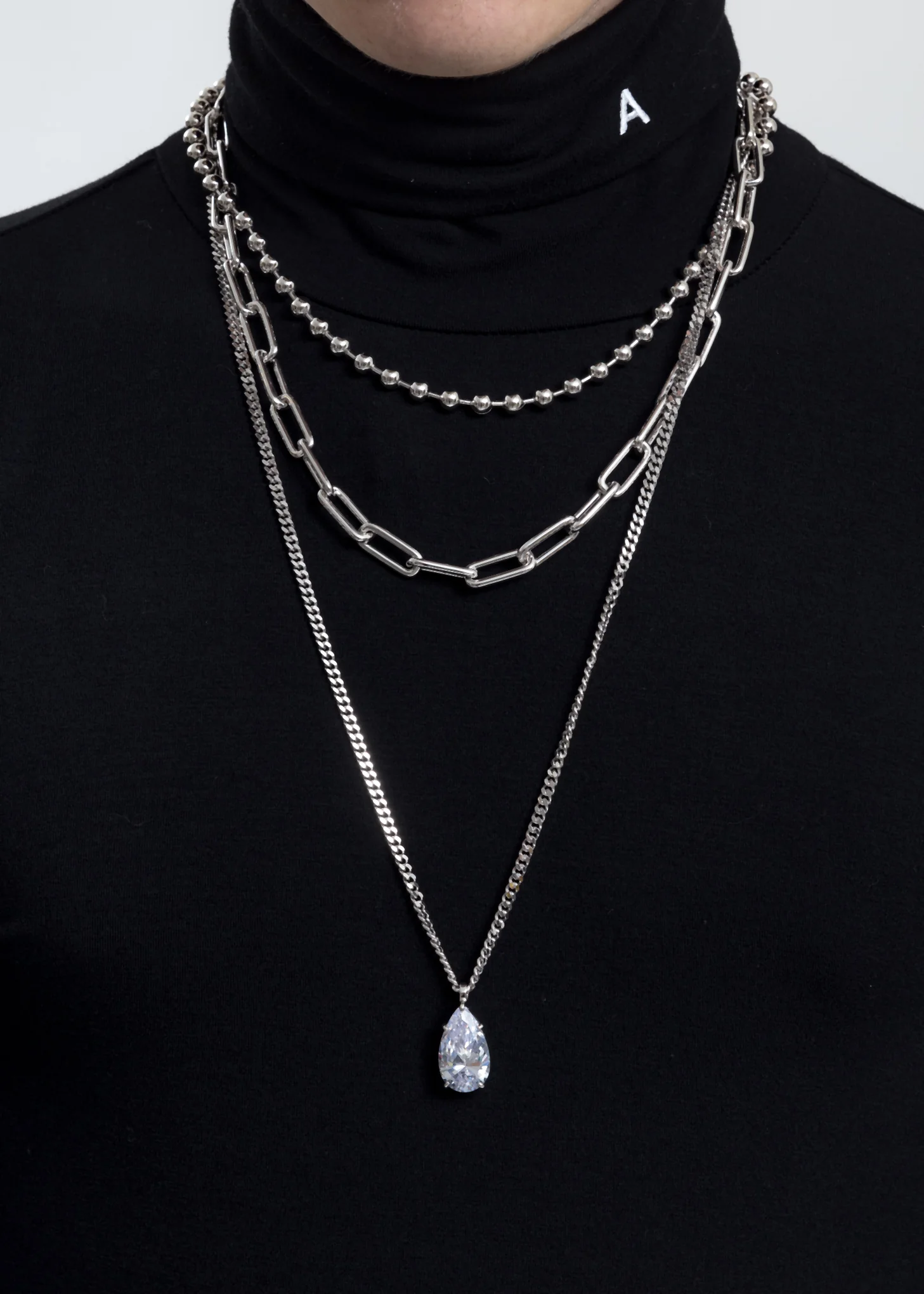 Rhinestone Water Drop Ball Link Necklace - Image 2
