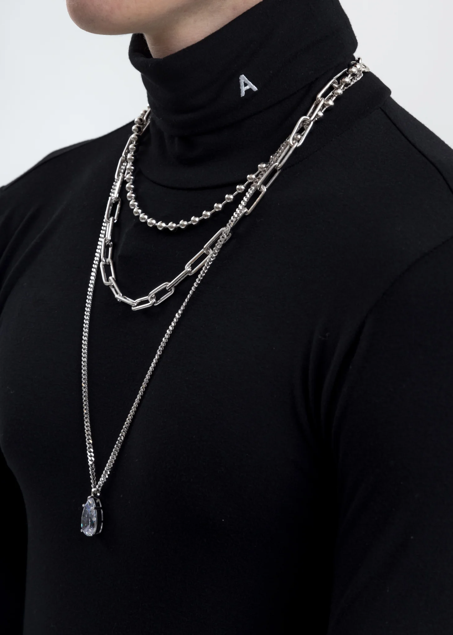 Rhinestone Water Drop Ball Link Necklace - Image 3