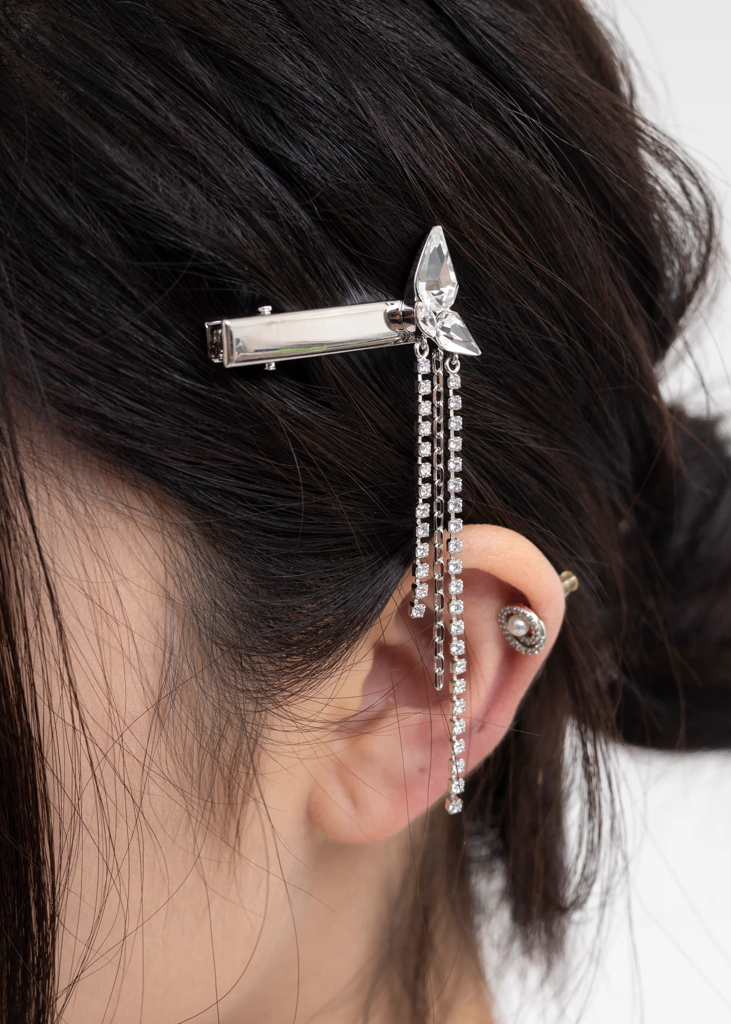 Rhinestone Wing And Chains Hair Pin - Left - Image 3