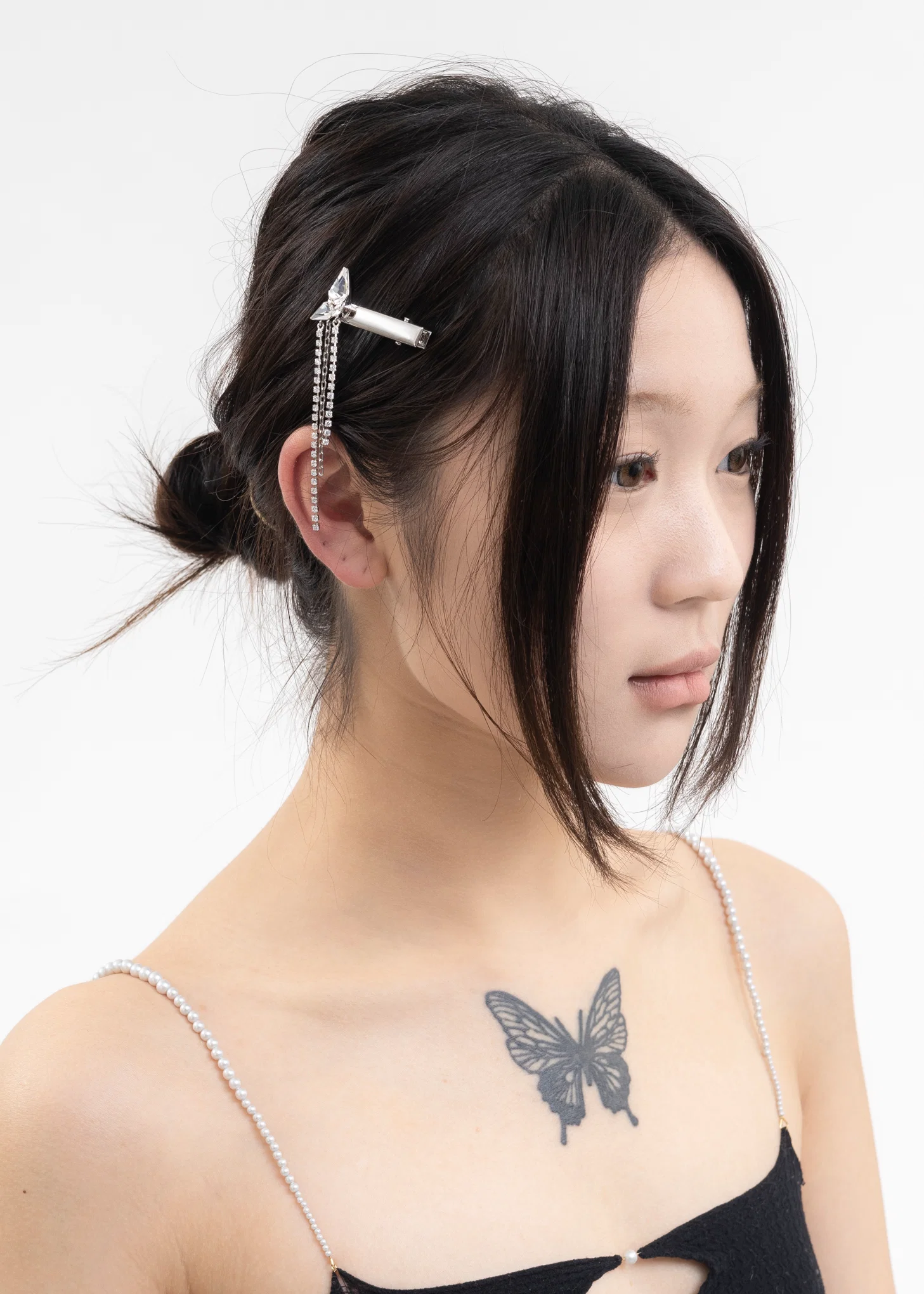 Rhinestone Wing And Chains Hair Pin - Left - Image 7