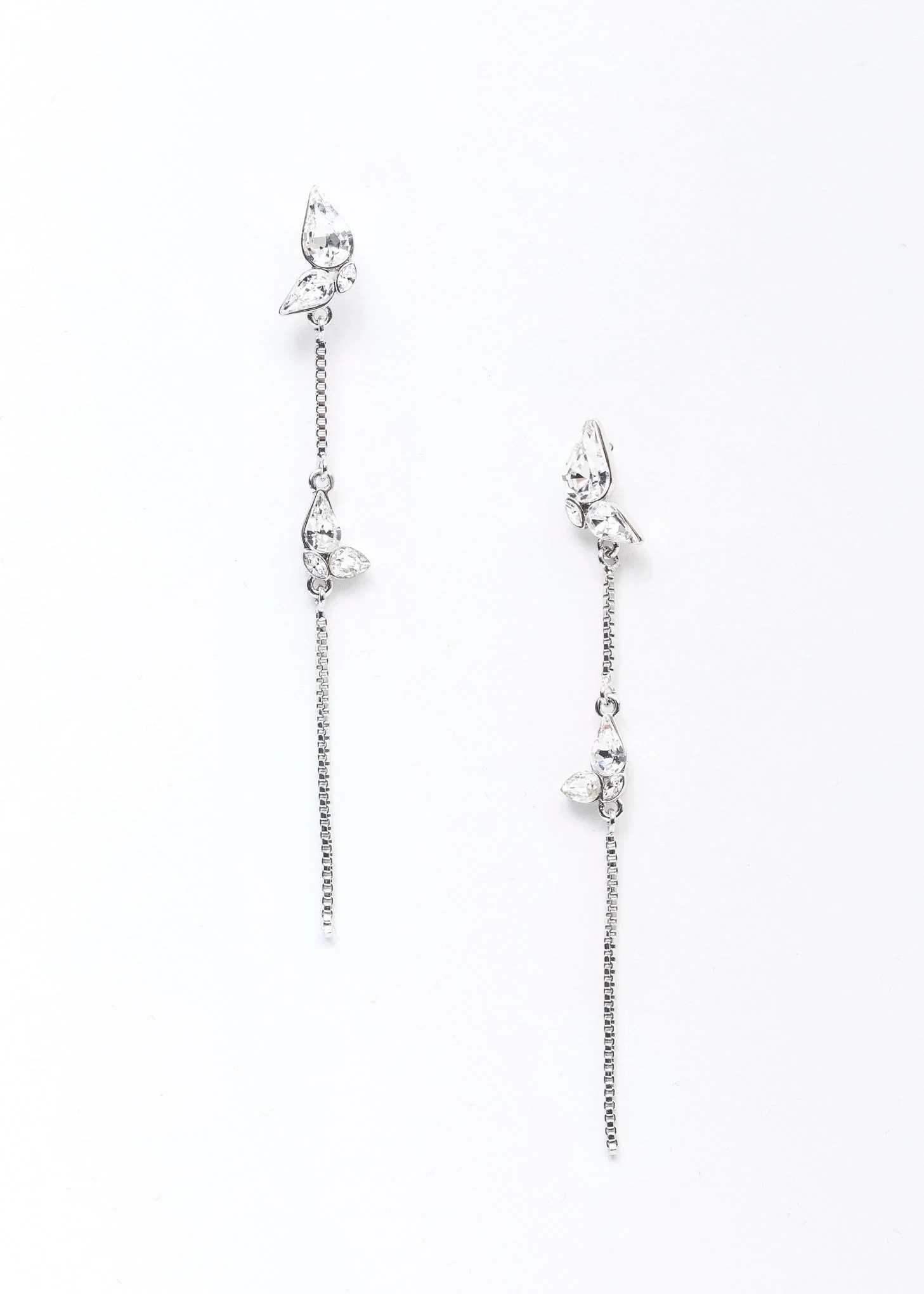 Rhinestone Wings And Chain Earring -Single