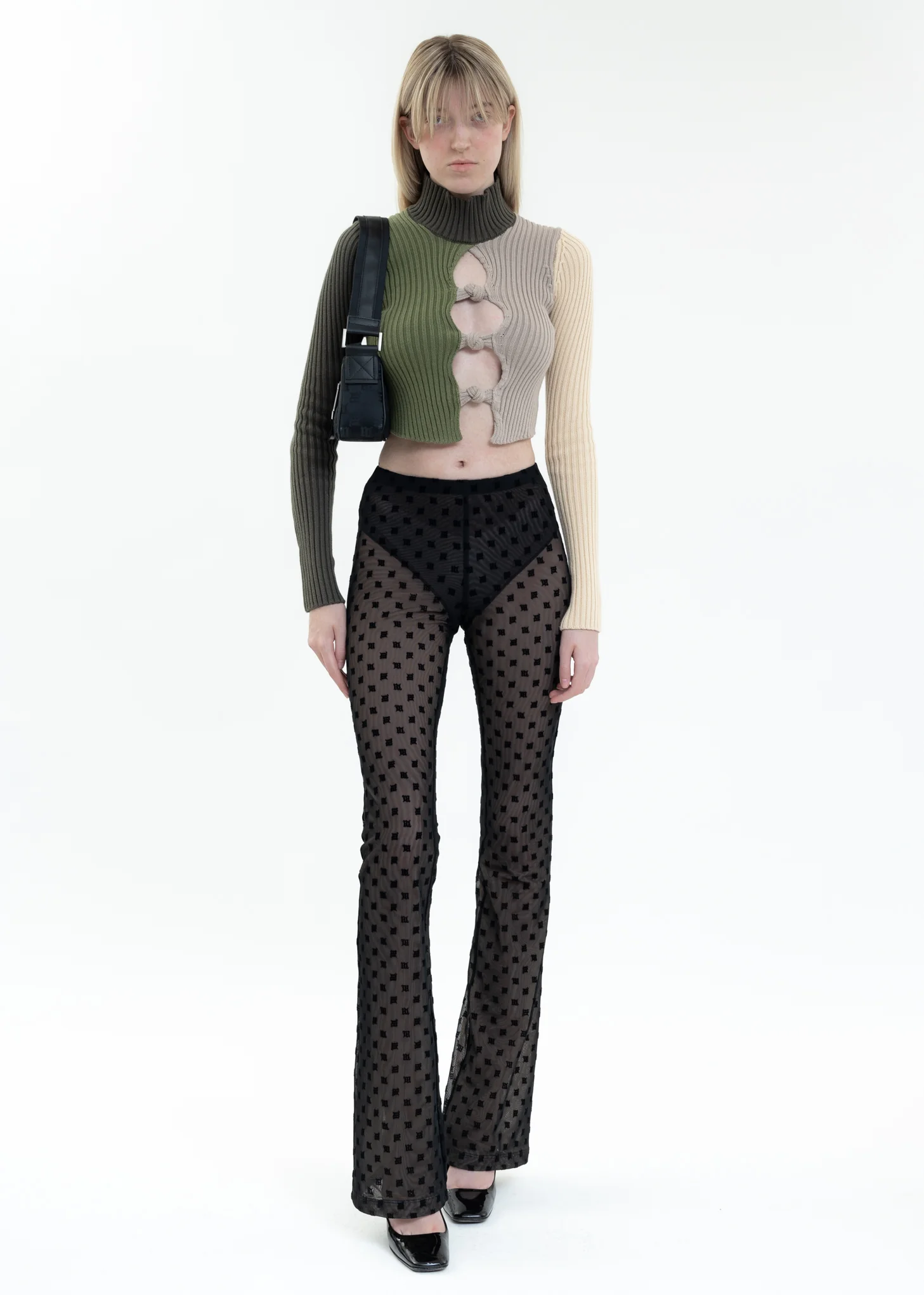 Multicolor Rib Knit Knotted Long Sleeve Top - Image 5