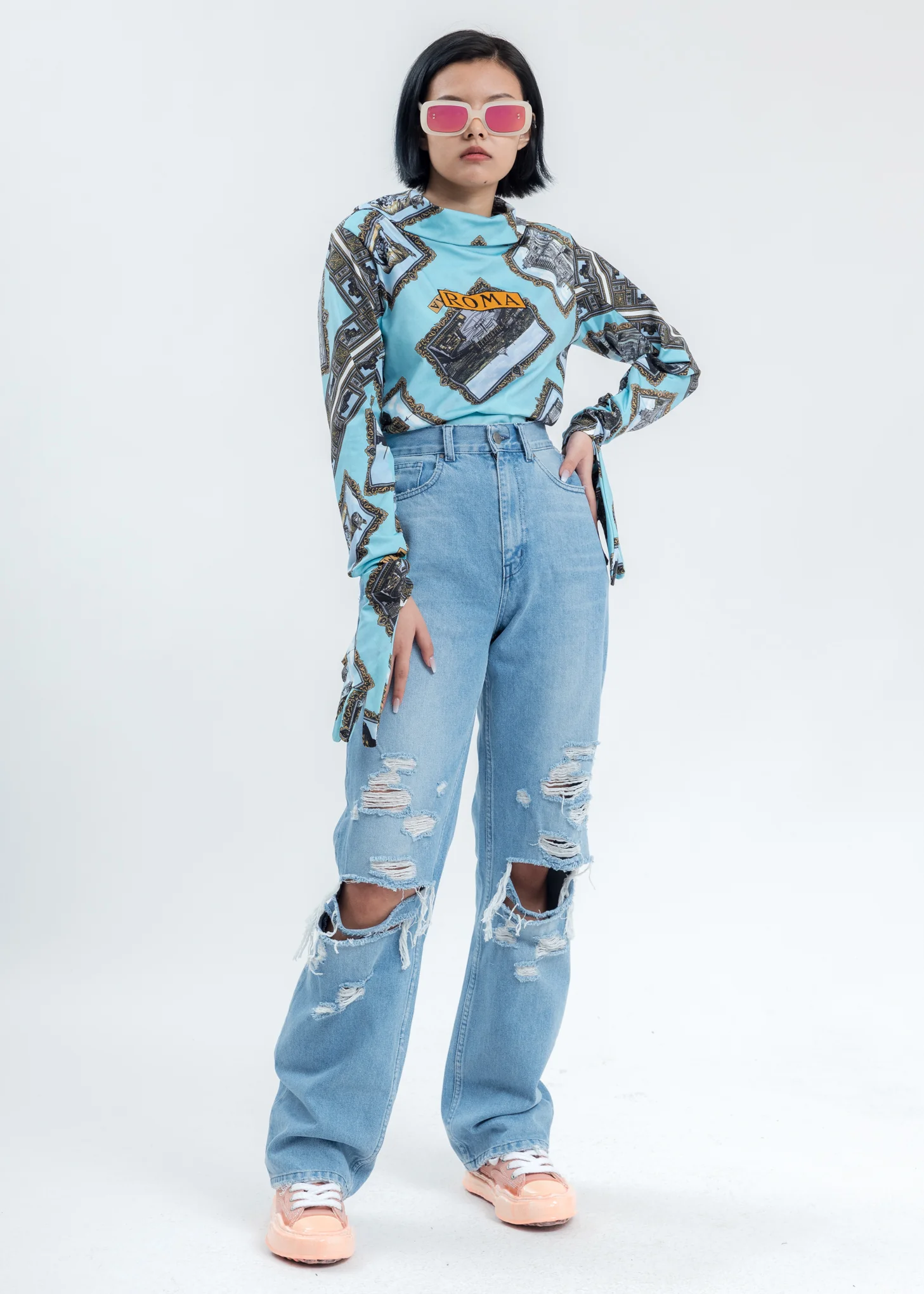 Roma Scarf Printed Long Sleeve Shirt - Image 6