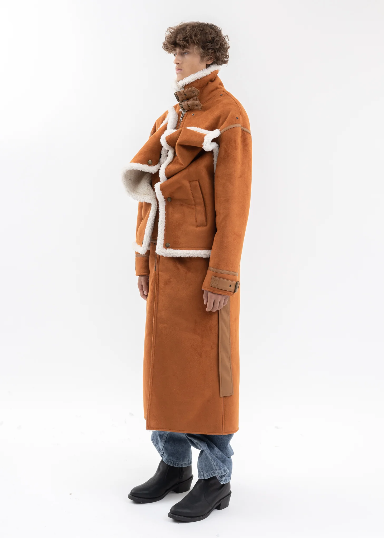 RUSH SNAP PANEL SHEARLING COAT - Image 2