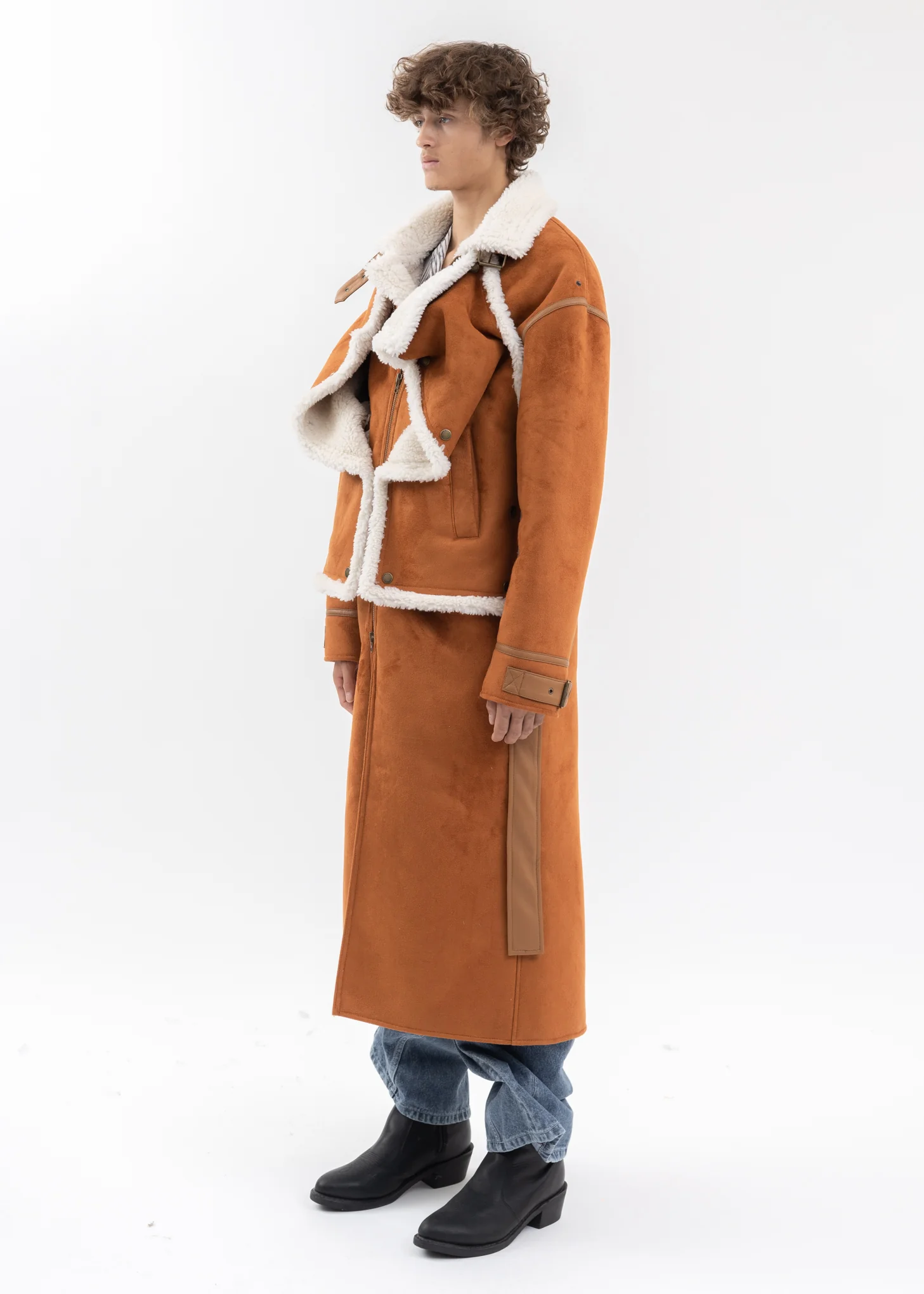 RUSH SNAP PANEL SHEARLING COAT - Image 4
