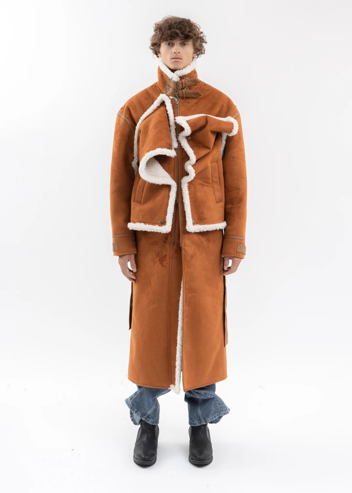 RUSH SNAP PANEL SHEARLING COAT - Image 7