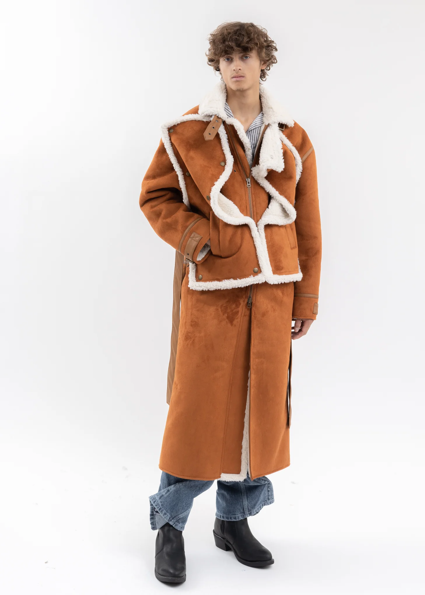 RUSH SNAP PANEL SHEARLING COAT - Image 8