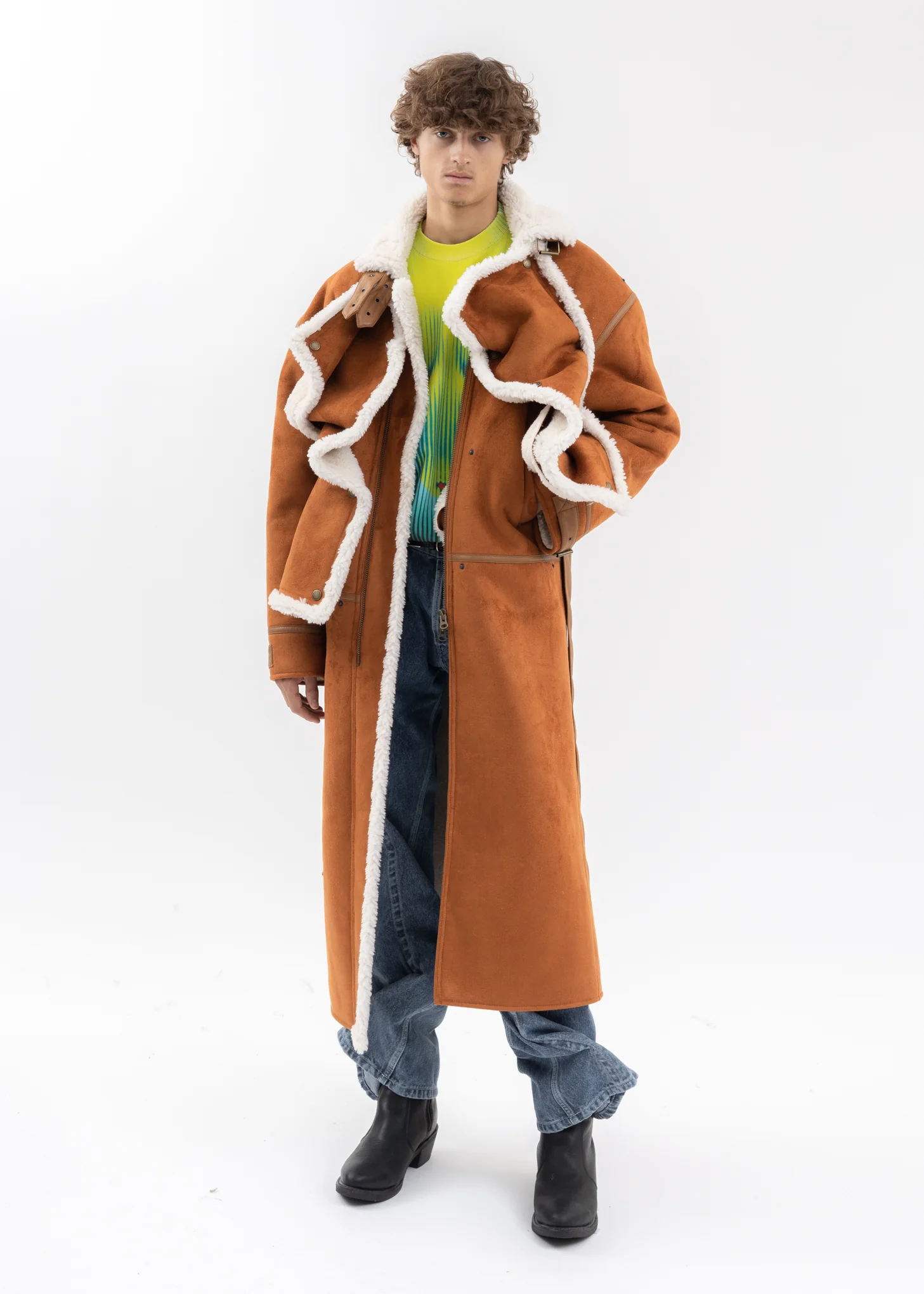 RUSH SNAP PANEL SHEARLING COAT - Image 9