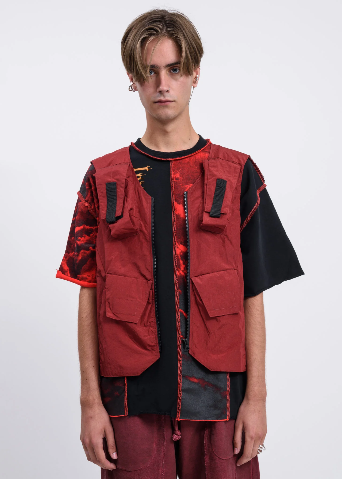 Rust Vest Zip Hooded Jacket - Image 2