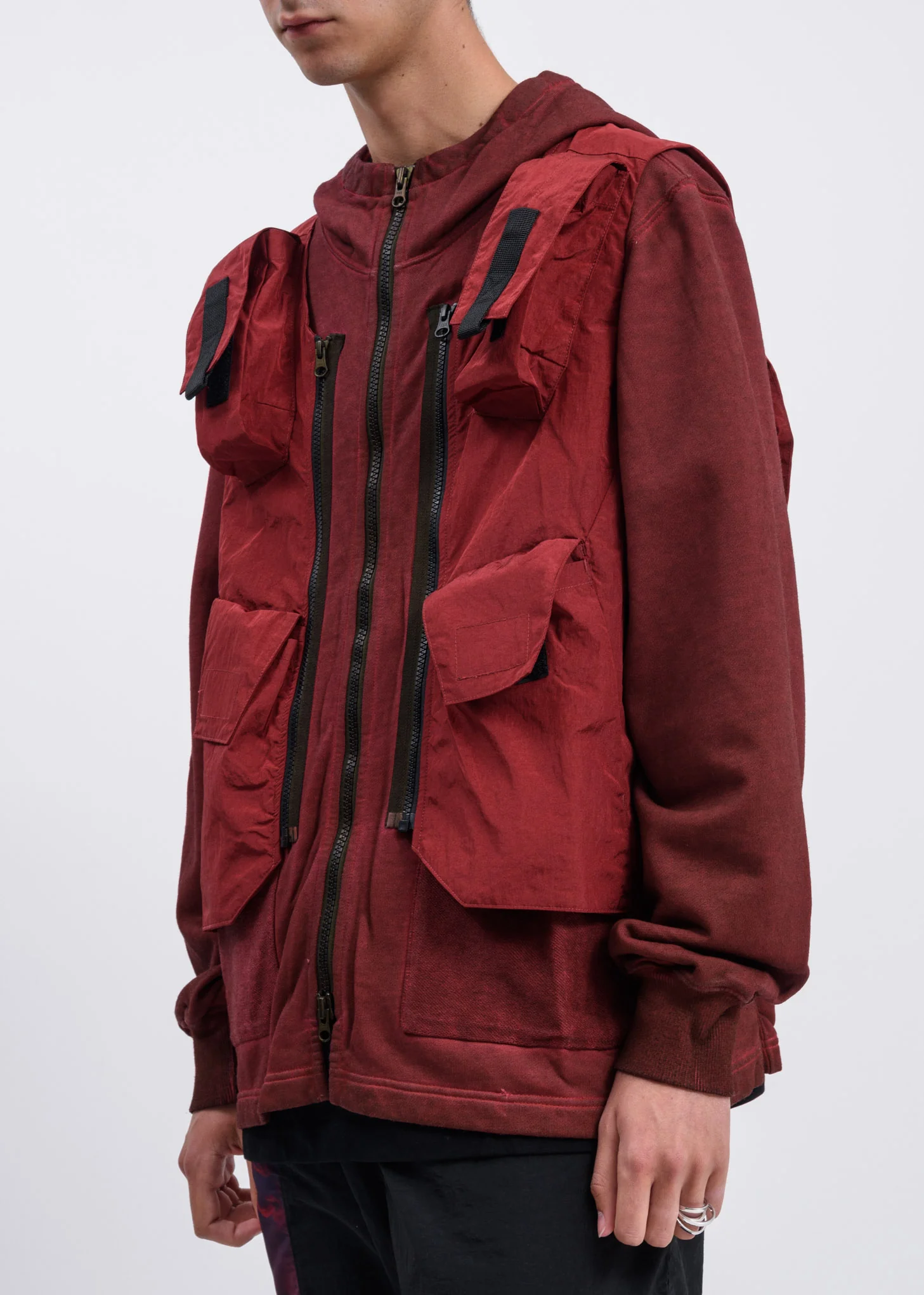 Rust Vest Zip Hooded Jacket - Image 3