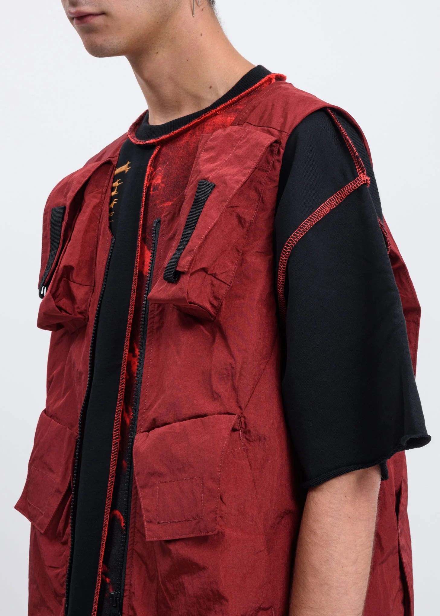 Rust Vest Zip Hooded Jacket - Image 8