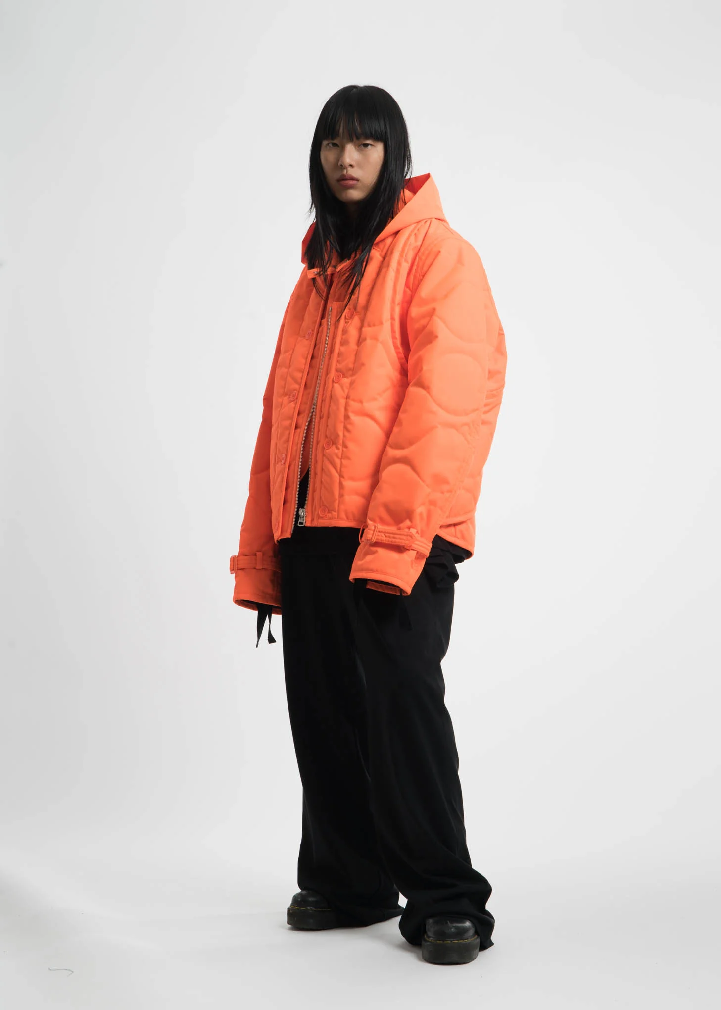 Safety Orange Quilted Throw On Jacket - Image 2