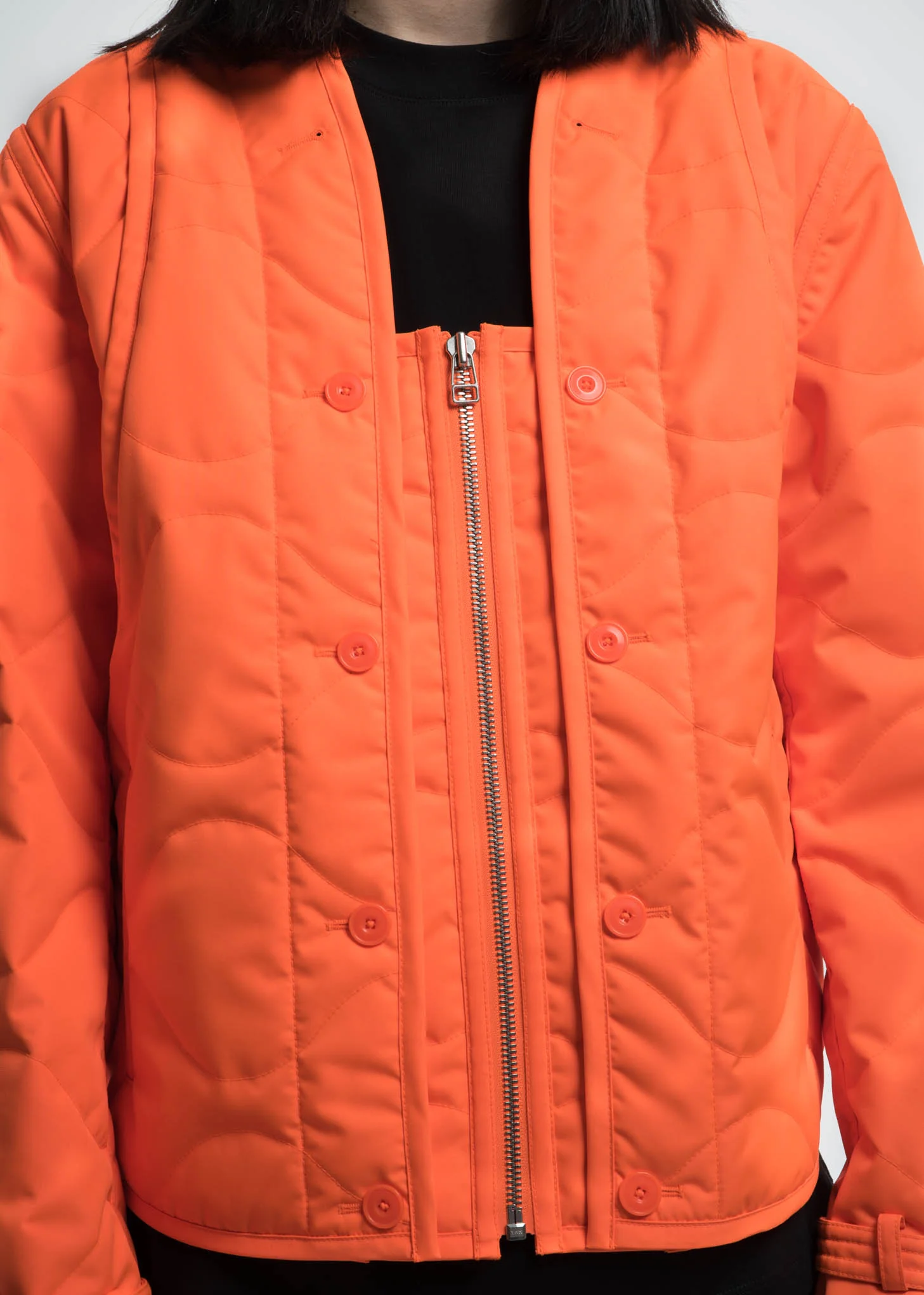 Safety Orange Quilted Throw On Jacket - Image 5