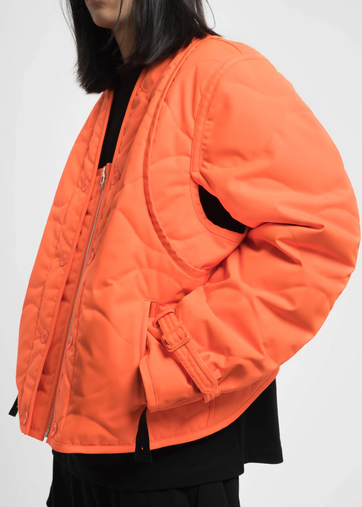 Safety Orange Quilted Throw On Jacket - Image 9