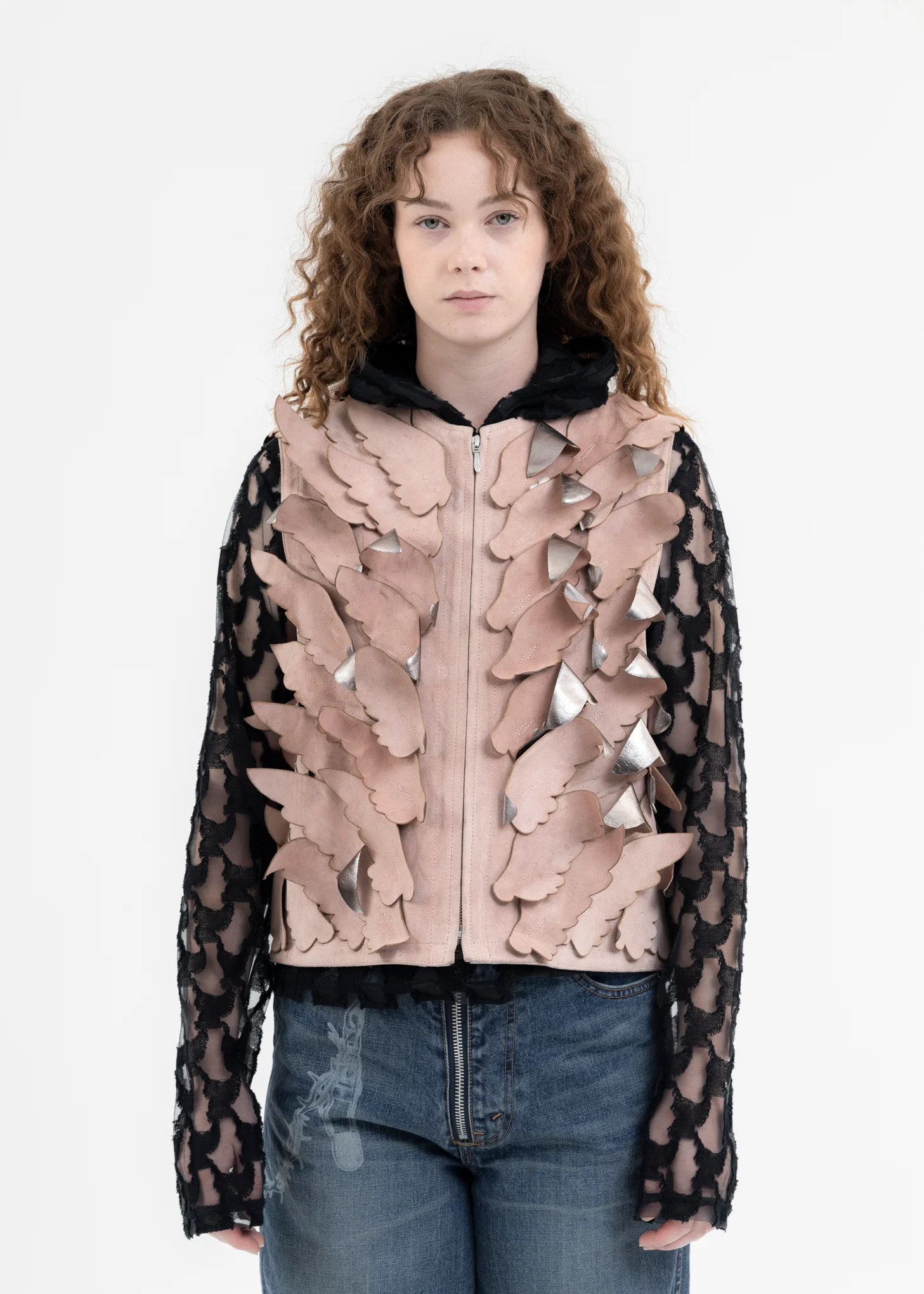 SALMON ANGEL WING LEATHER VEST