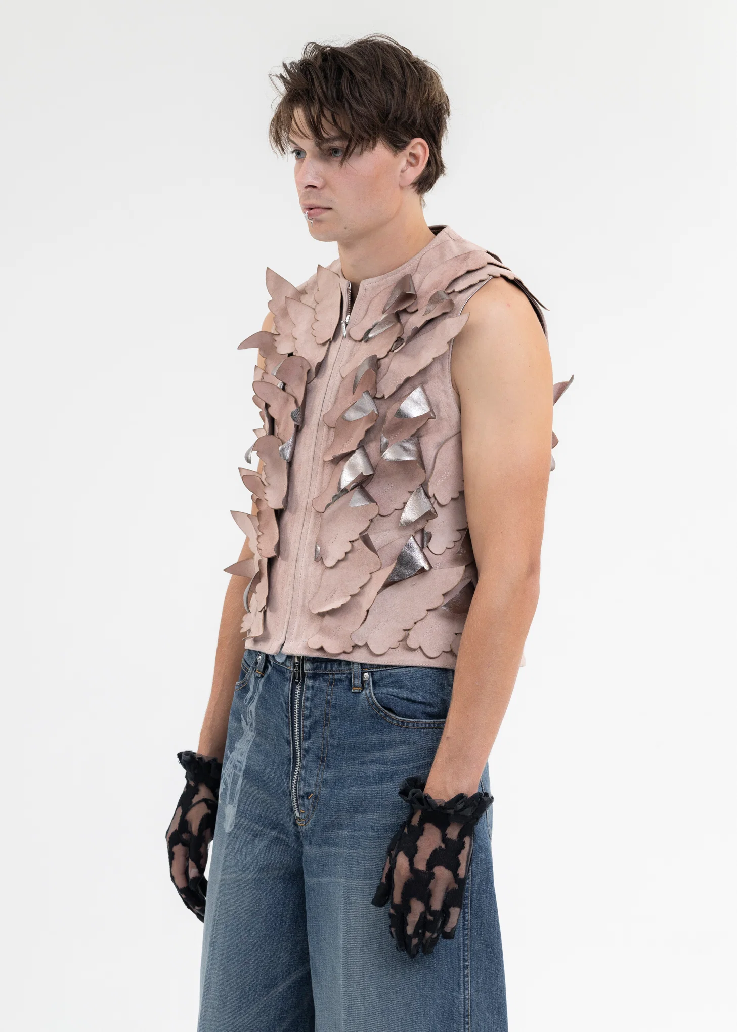 SALMON ANGEL WING LEATHER VEST - Image 3