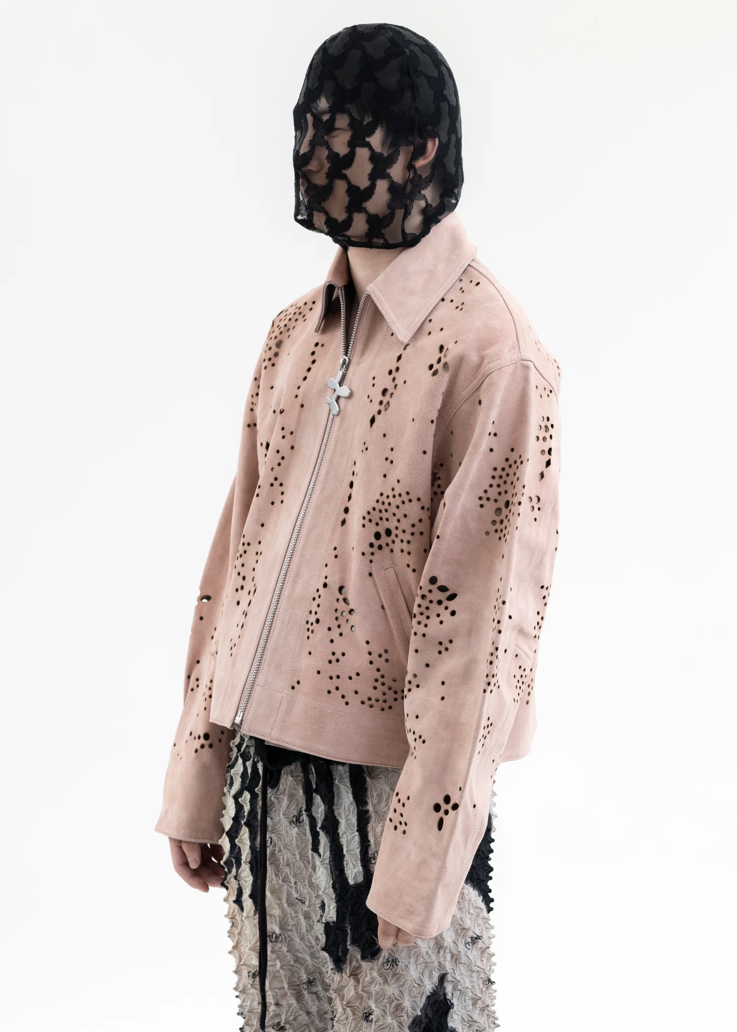 SALMON GALAXY-CUT LEATHER JACKET - Image 2