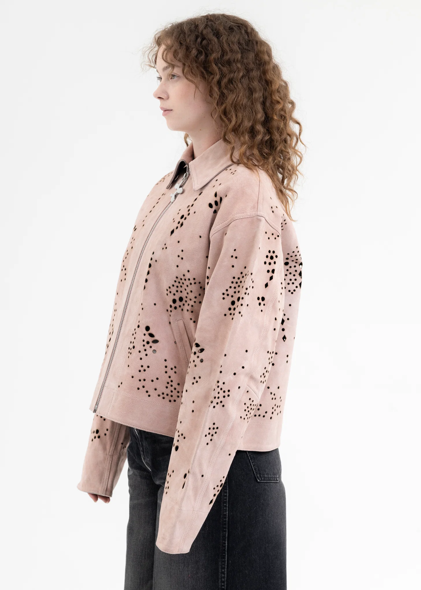 SALMON GALAXY-CUT LEATHER JACKET - Image 3