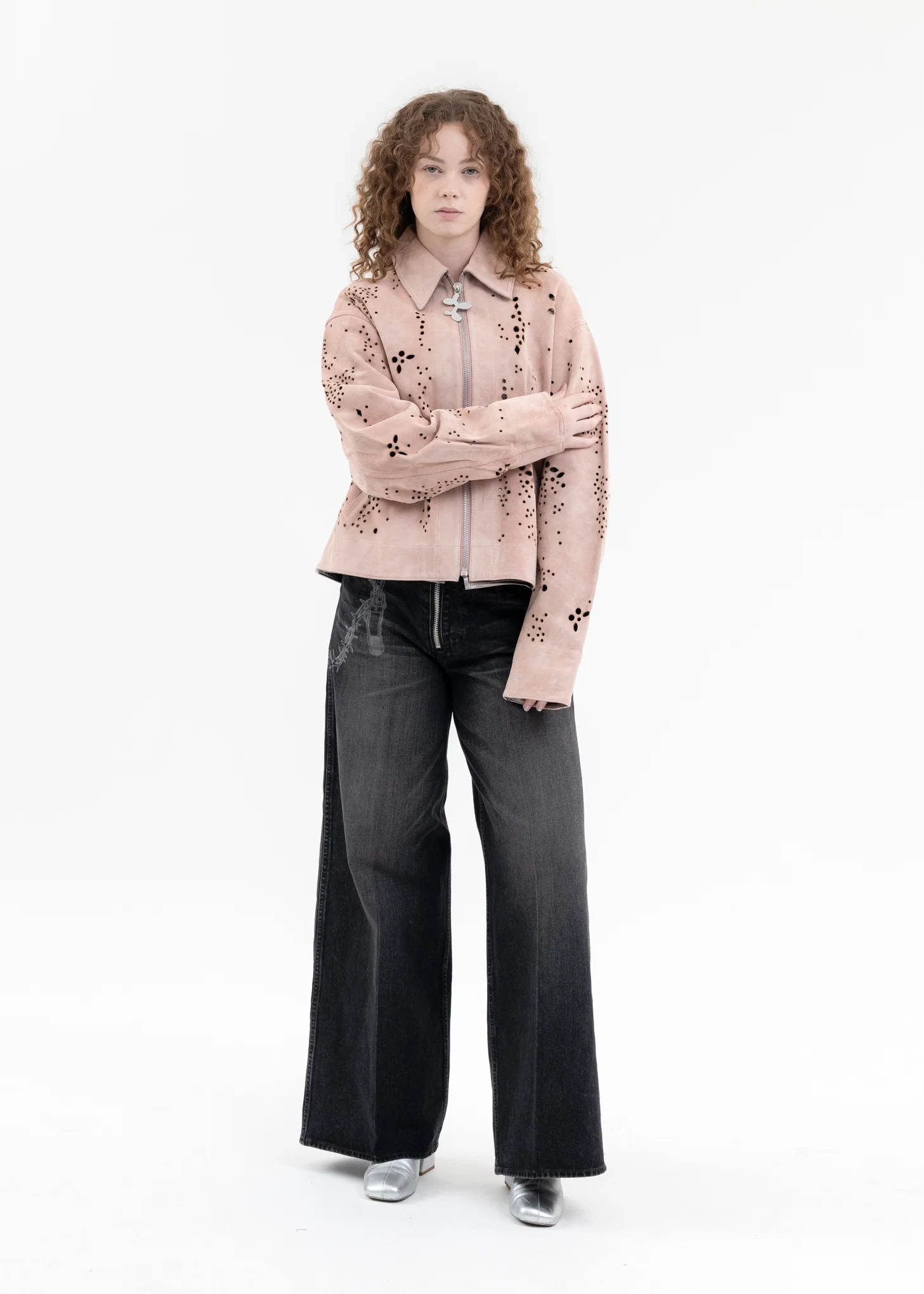 SALMON GALAXY-CUT LEATHER JACKET - Image 5