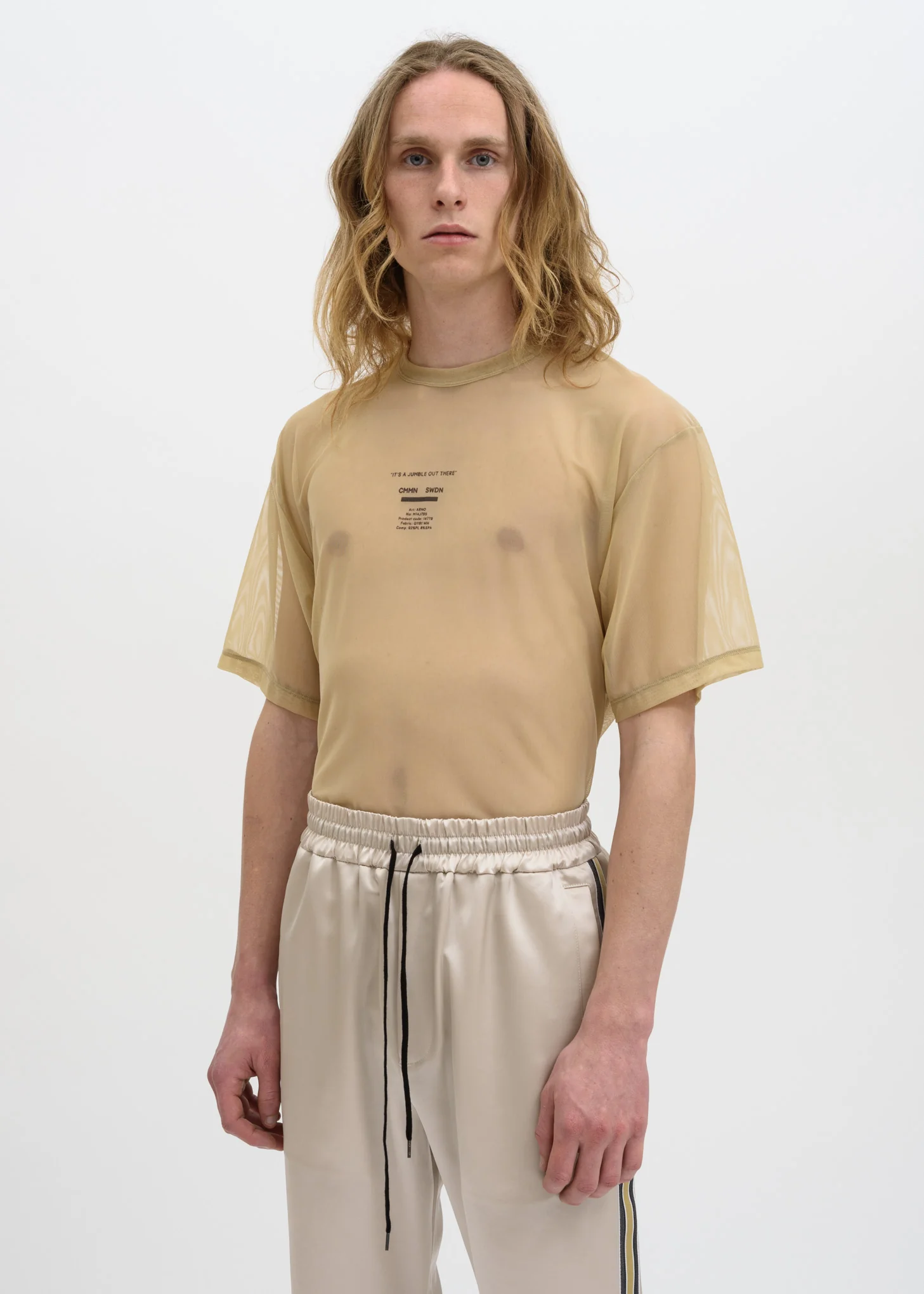 Sand Arno Mesh Print T-Shirt