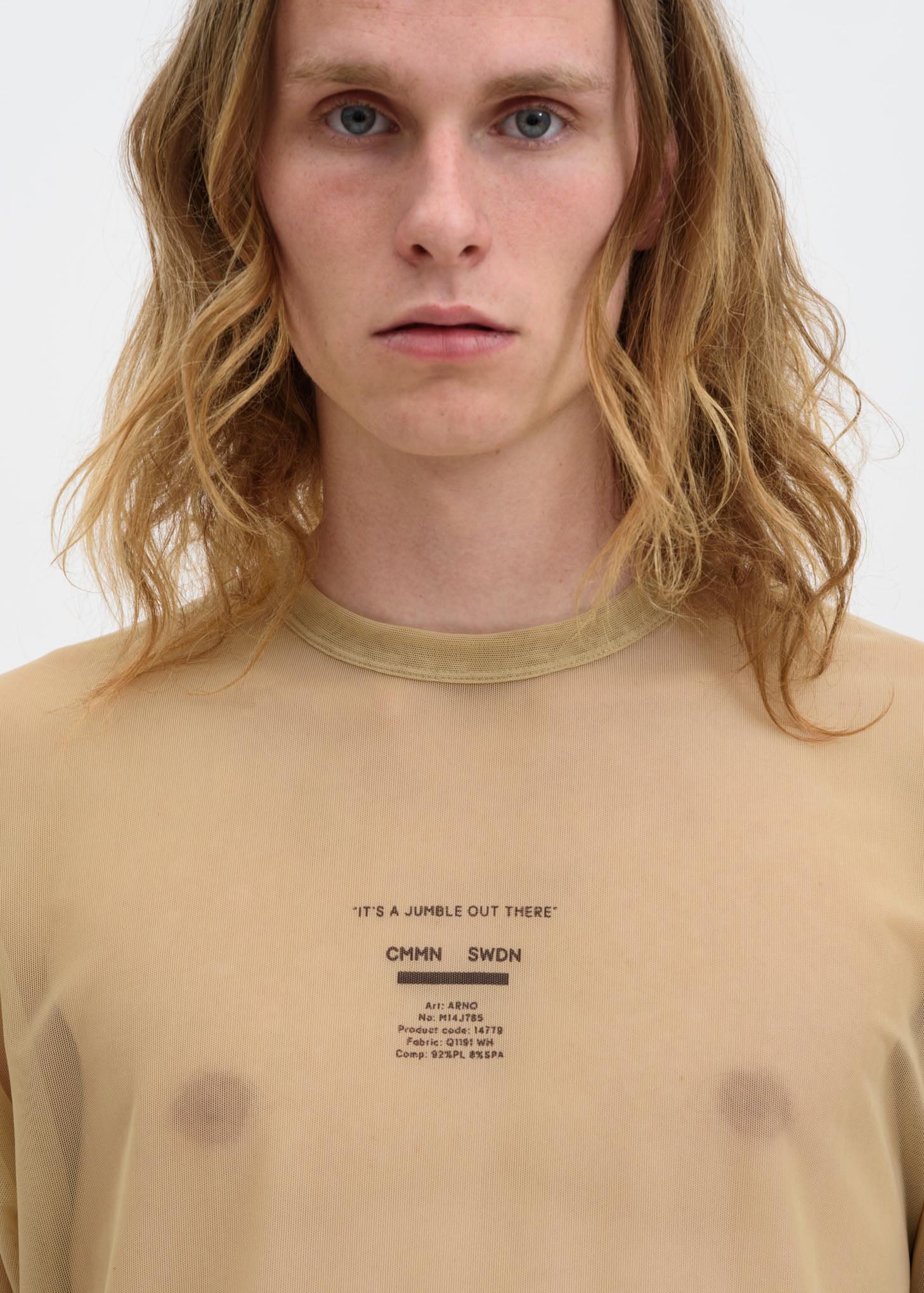 Sand Arno Mesh Print T-Shirt - Image 5