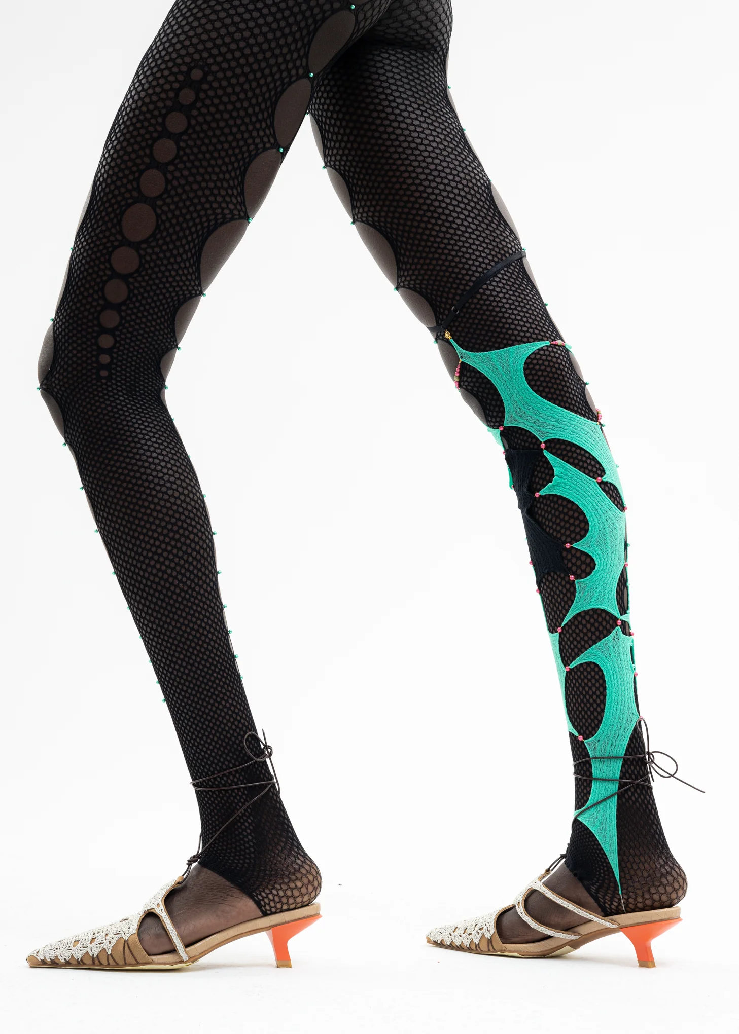 SEAFOAM & ONYX SINGLE CROPPED THIGH-HIGH SOCK - Image 2