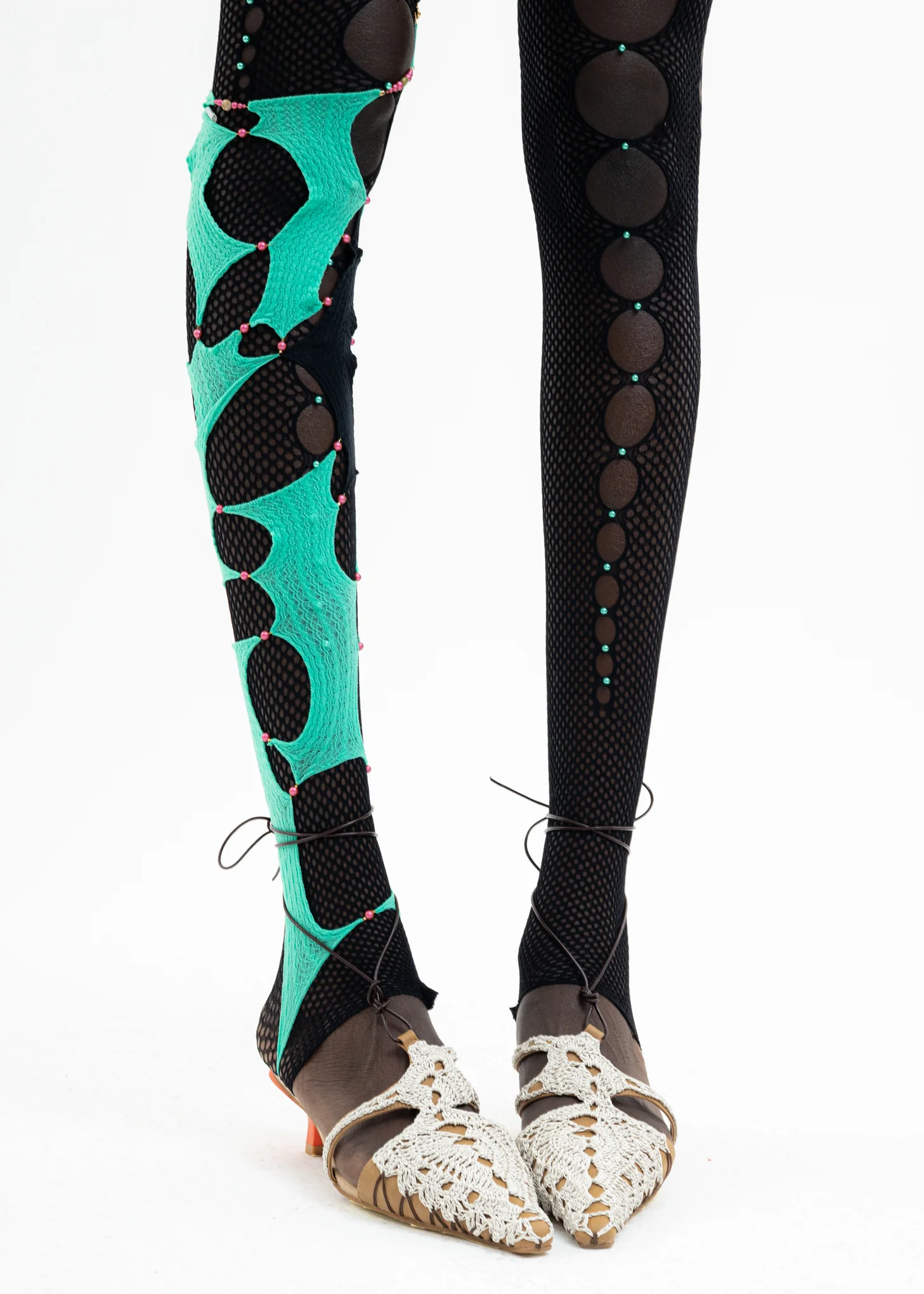 SEAFOAM & ONYX SINGLE CROPPED THIGH-HIGH SOCK - Image 3