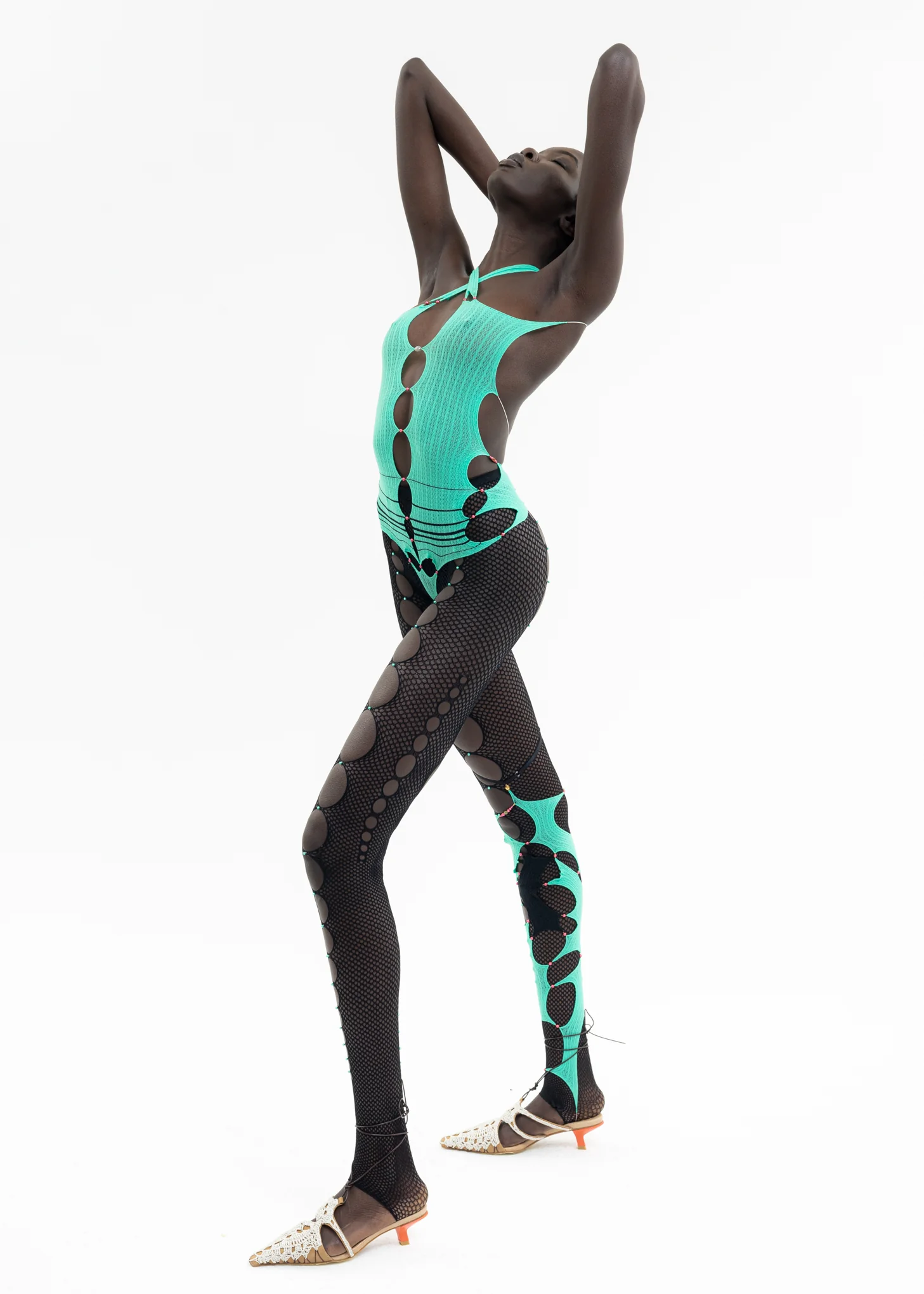 SEAFOAM & ONYX SINGLE CROPPED THIGH-HIGH SOCK - Image 6