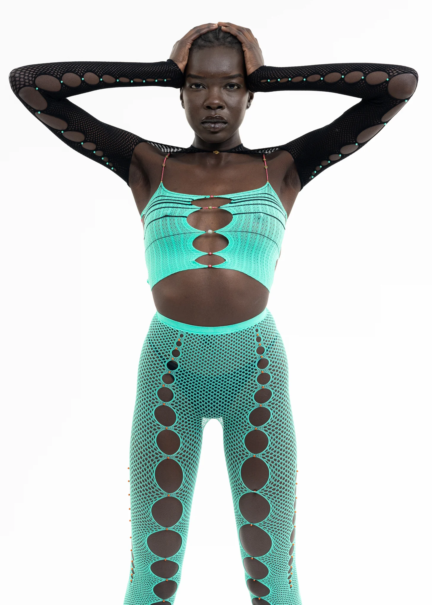 SEAFOAM & ONYX STRIPED CROP TOP
