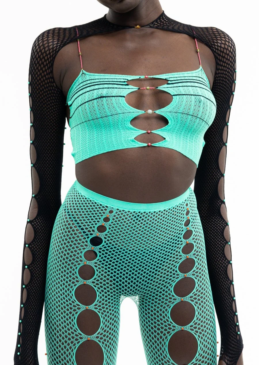 SEAFOAM & ONYX STRIPED CROP TOP - Image 9