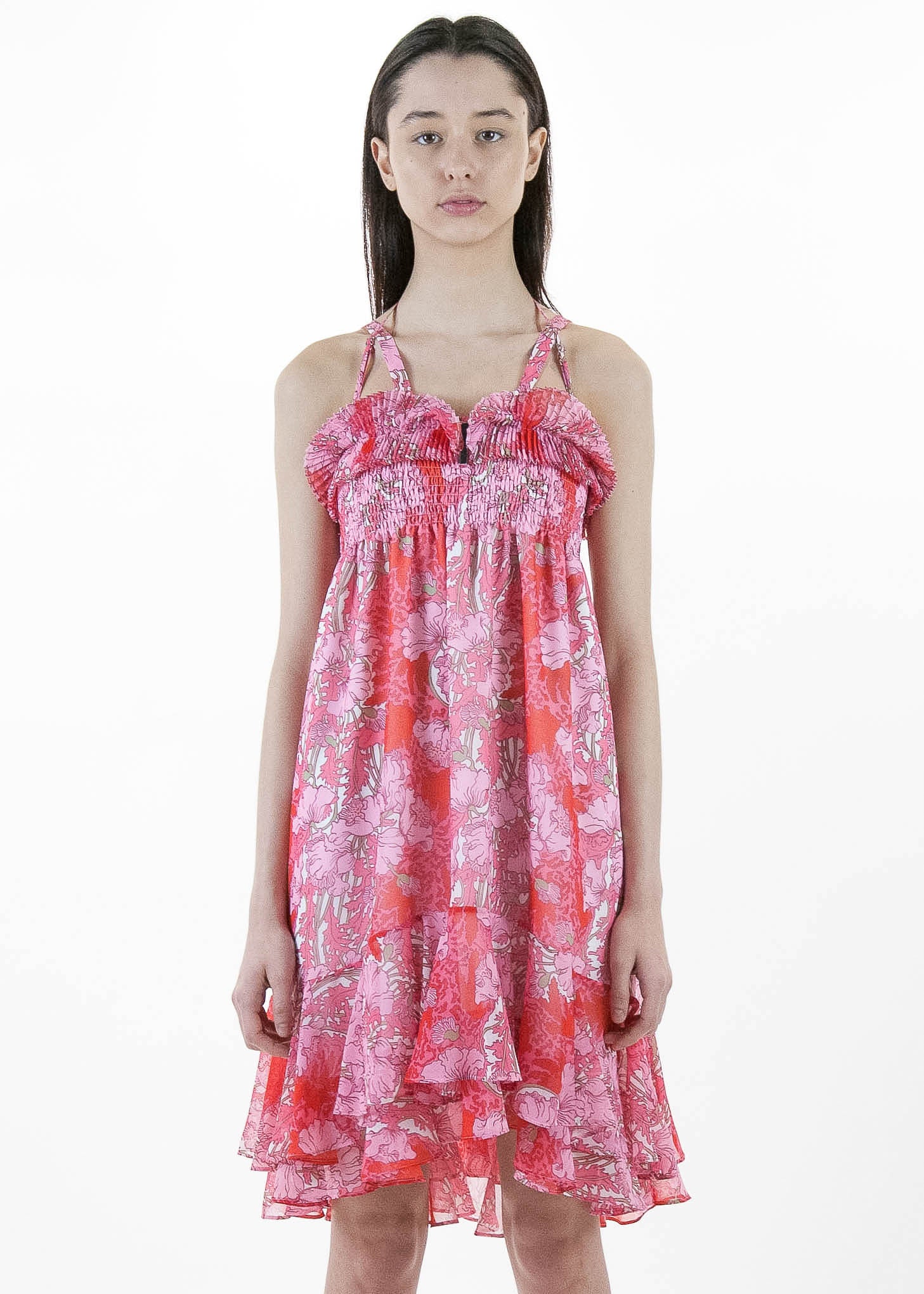 Short Rouge Dress with Frill