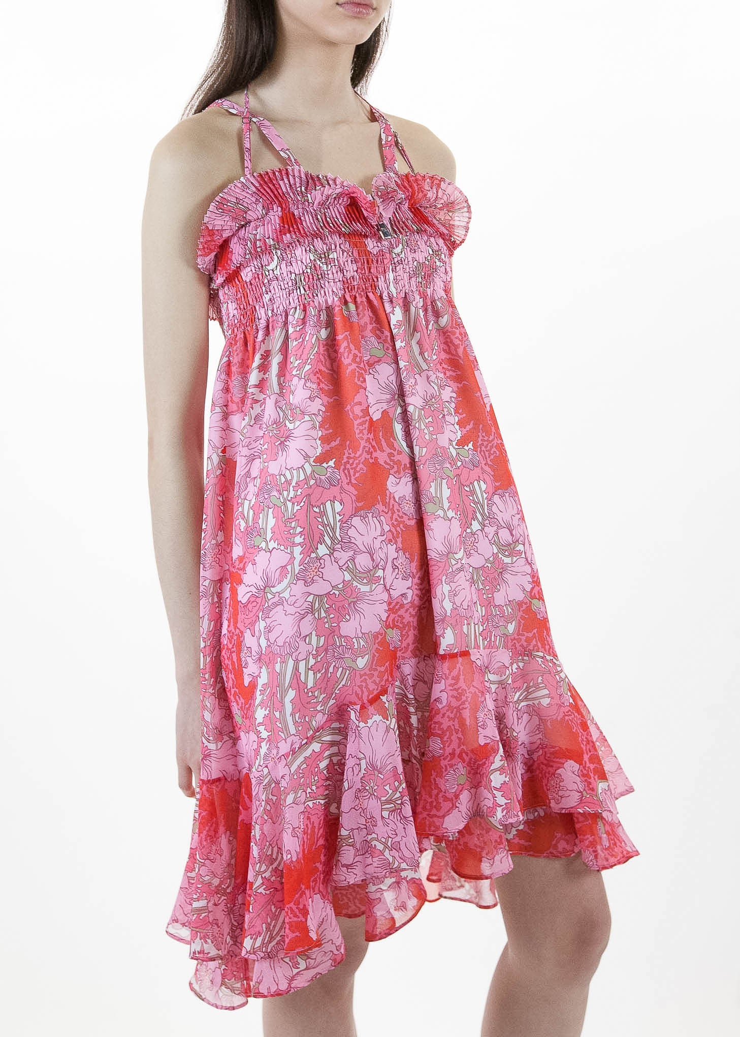 Short Rouge Dress with Frill - Image 2