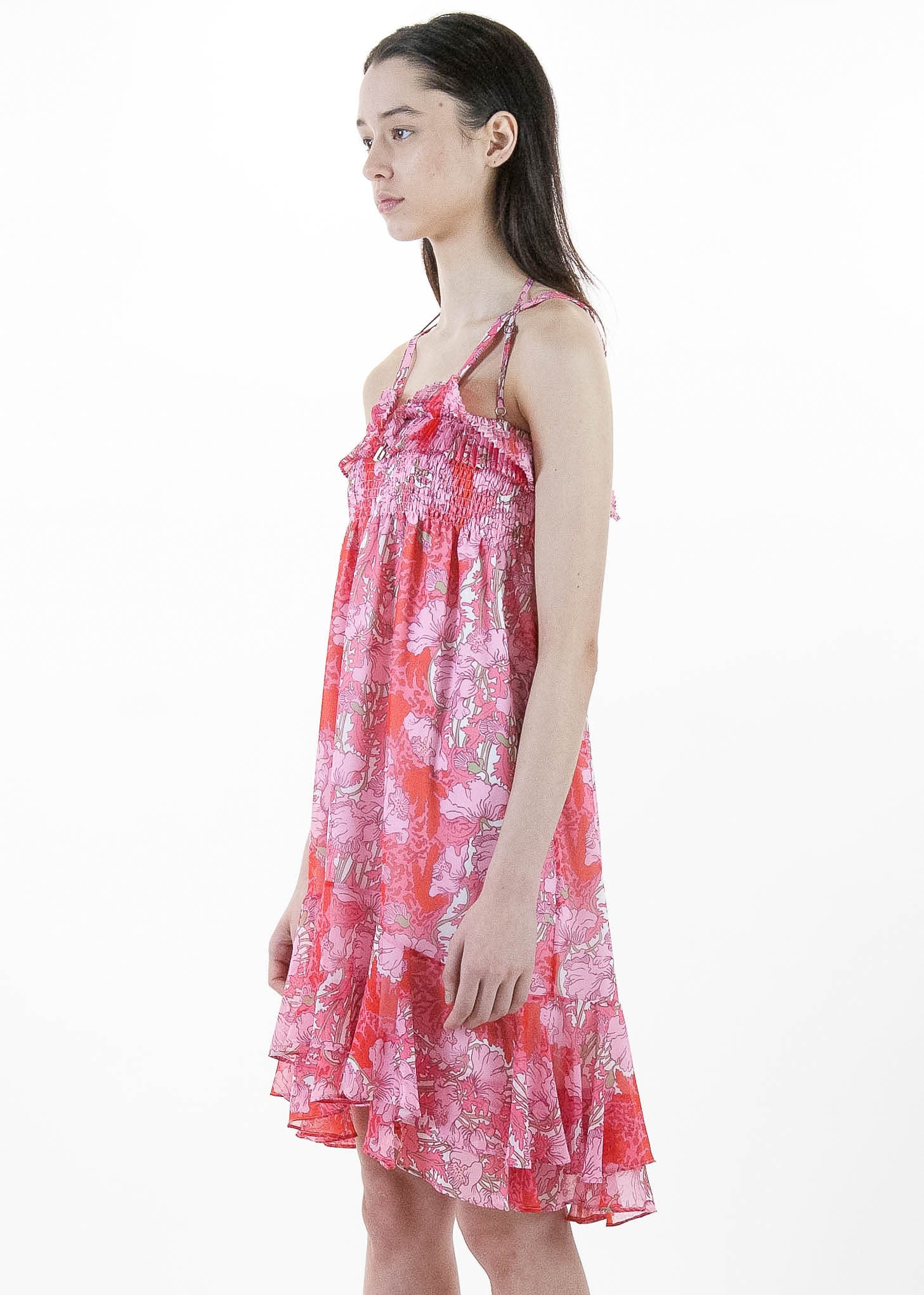 Short Rouge Dress with Frill - Image 3