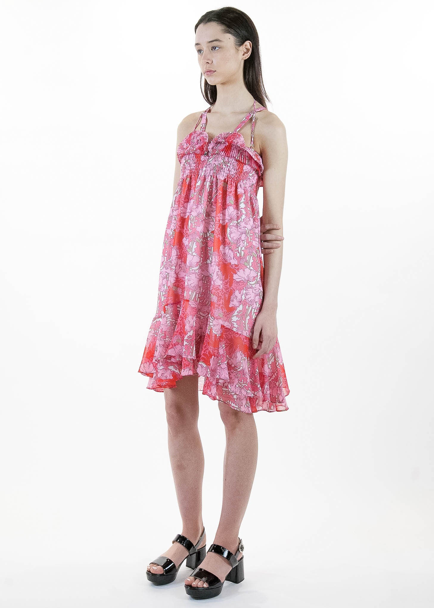 Short Rouge Dress with Frill - Image 5