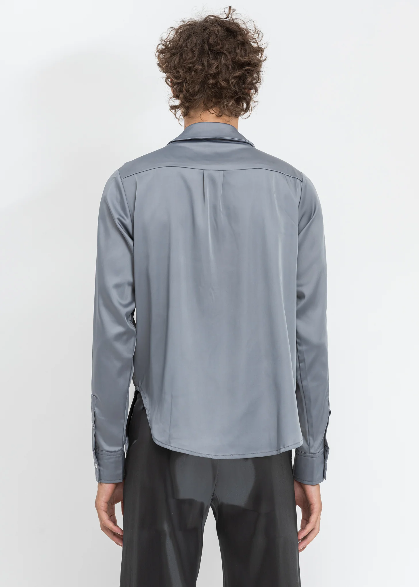 Grey Silk Rib Vested Shirt - Image 5