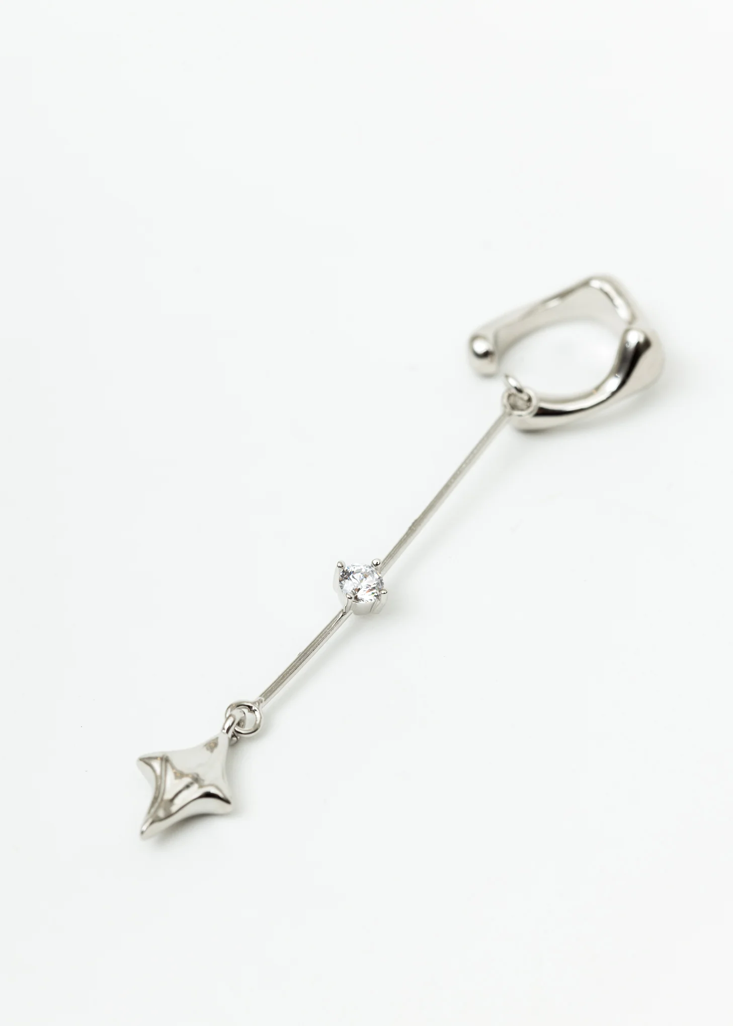 Silver Star and Diamond Ear Cuff - Image 5
