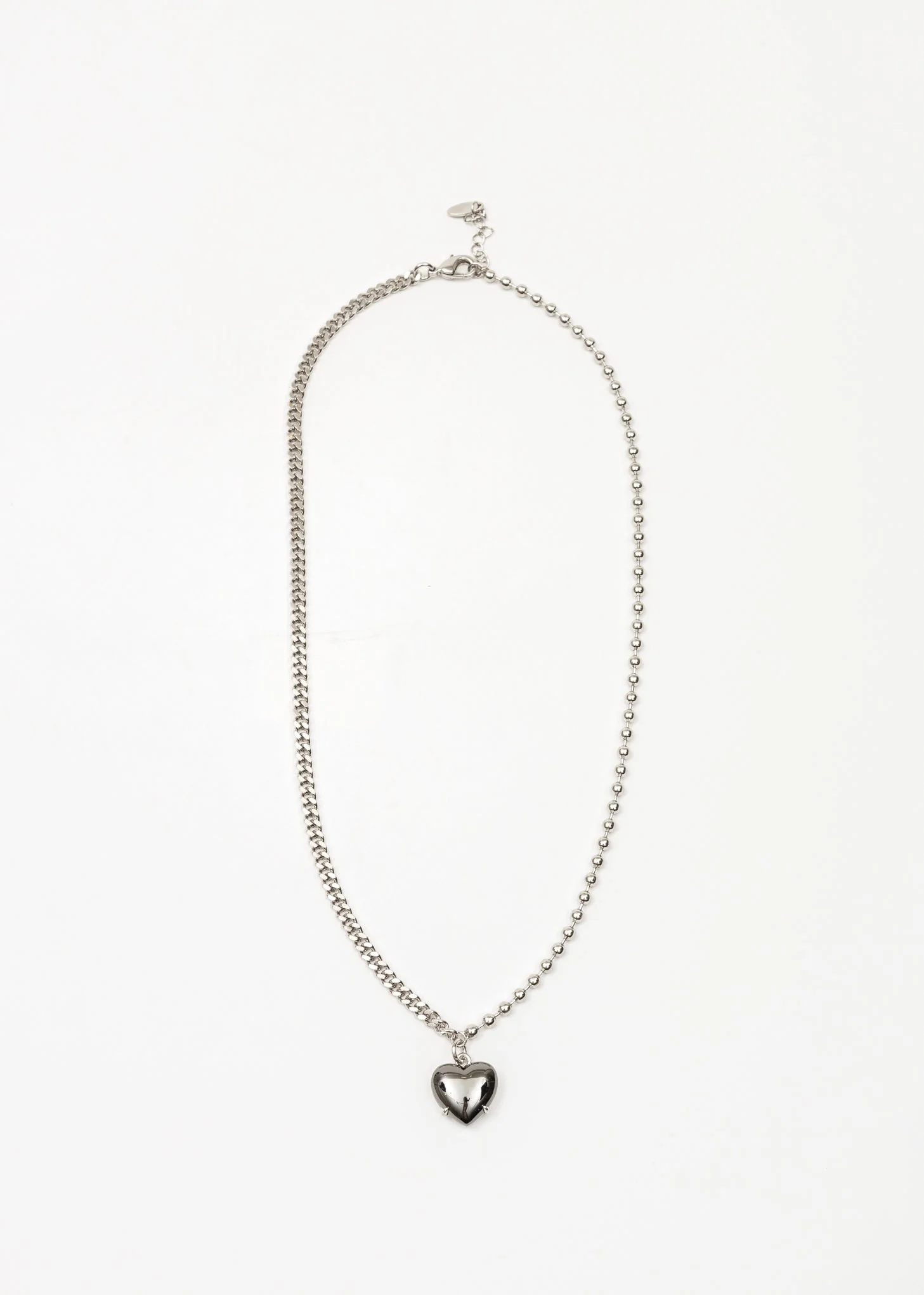 Silver And Black Heart Necklace