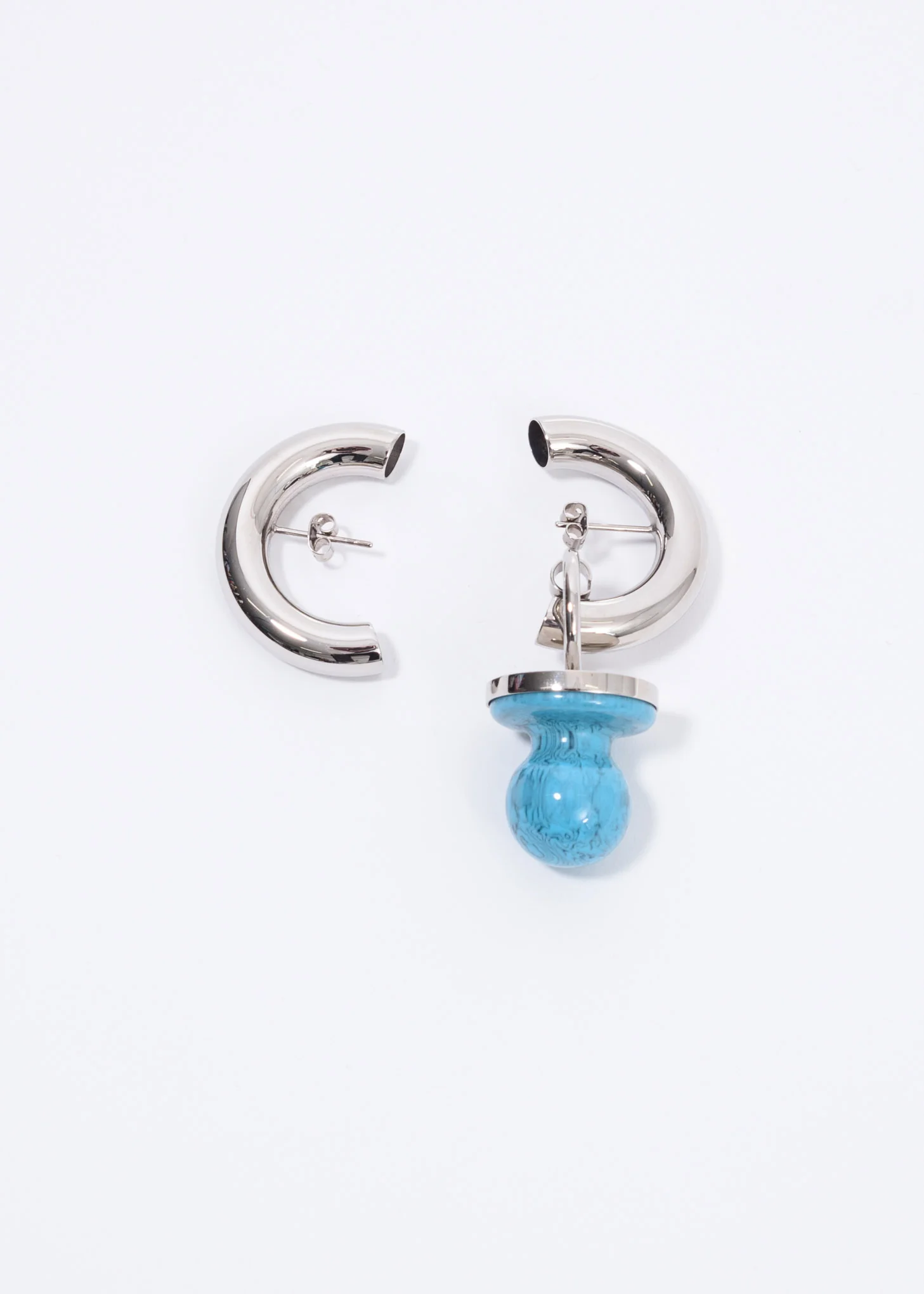Silver And Blue Dummy Cut Earring