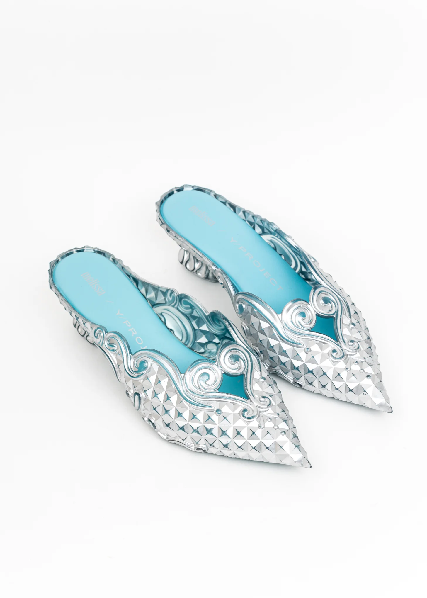 Silver And Blue MELISSA Point Mule