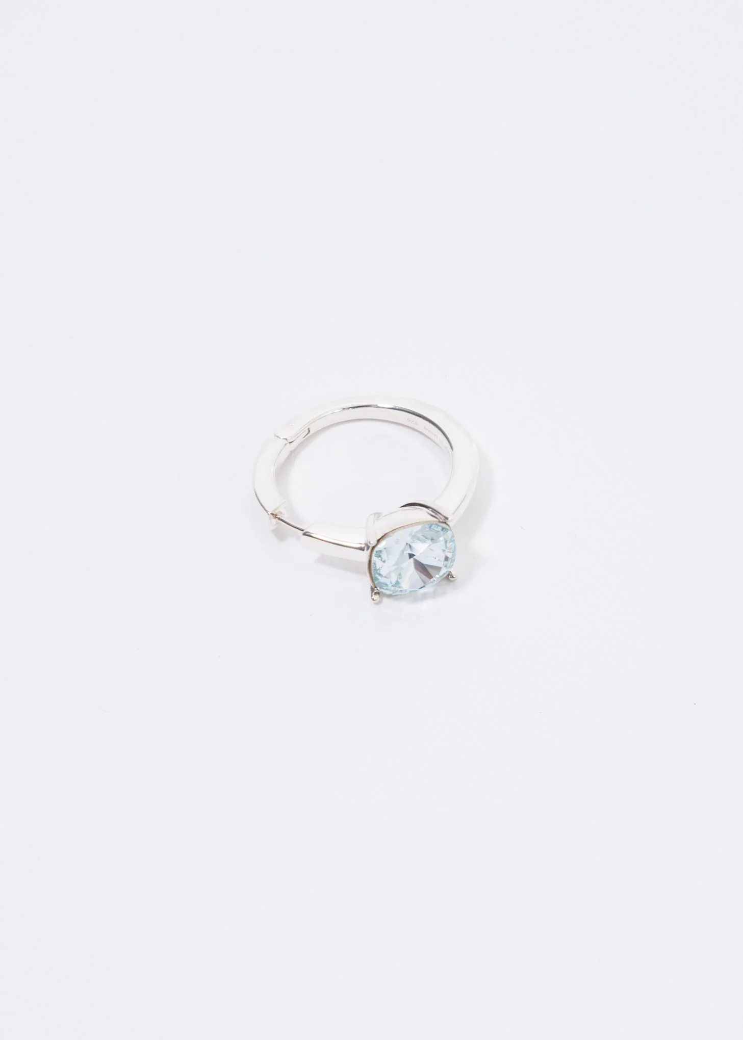 Silver And Blue Solitaire Single Earring