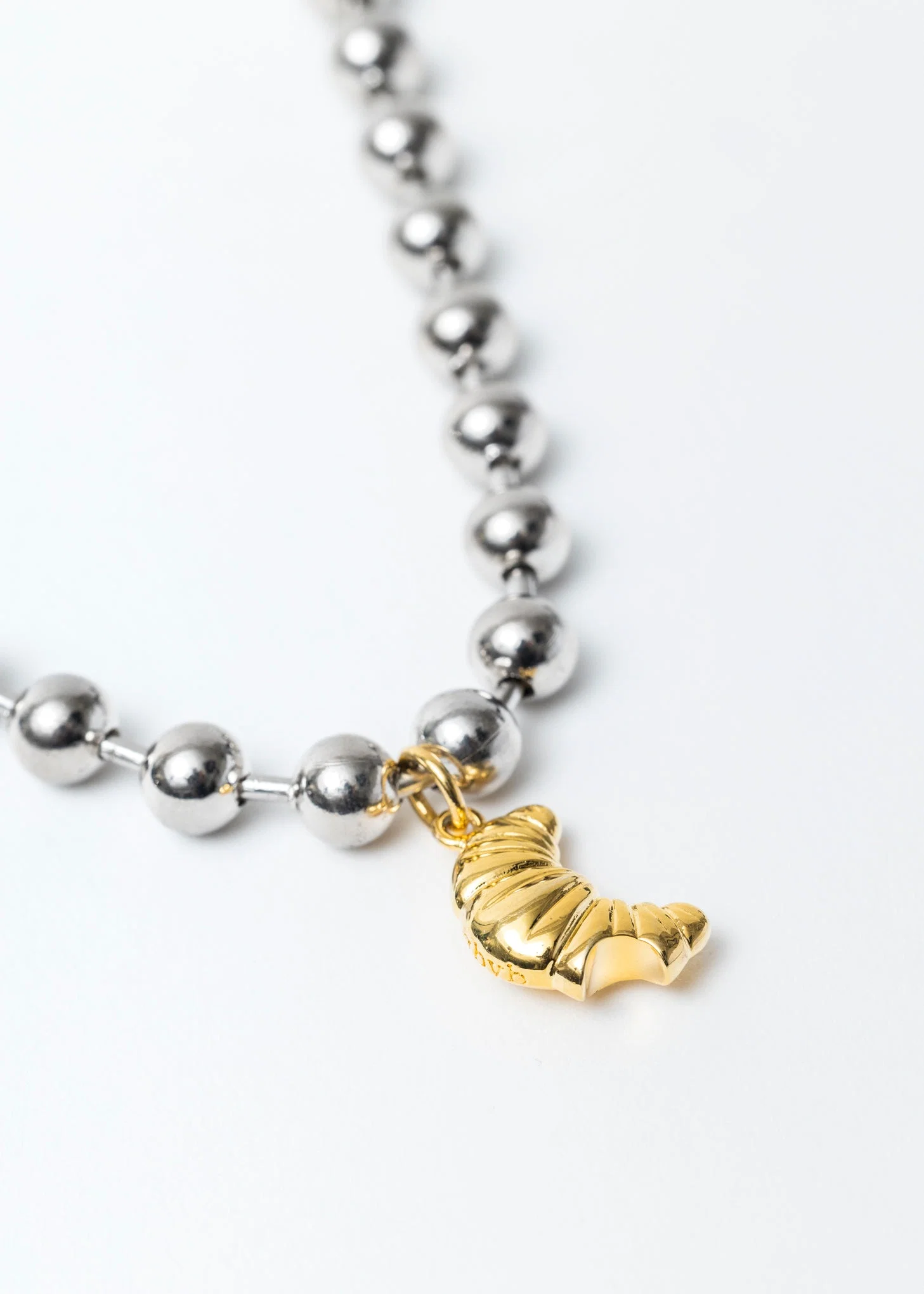 Silver And Gold CROISSANT Necklace - Image 4