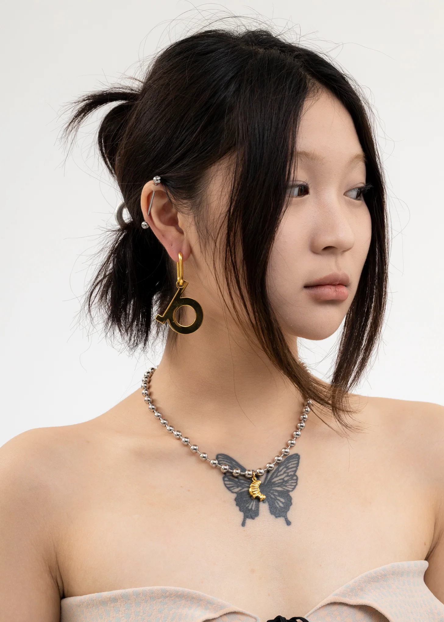 Silver And Gold CROISSANT Necklace - Image 5
