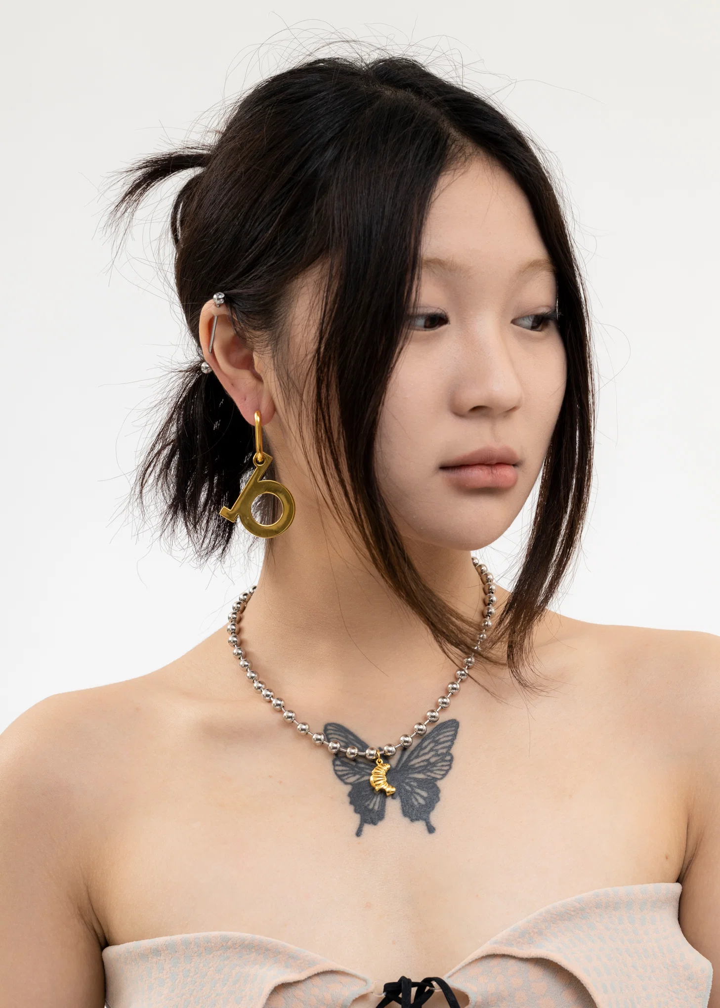 Silver And Gold CROISSANT Necklace - Image 6