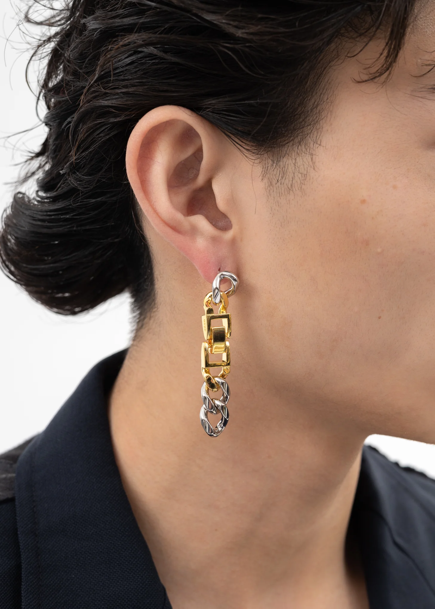 Silver And Gold Link Earring - Single - Image 3