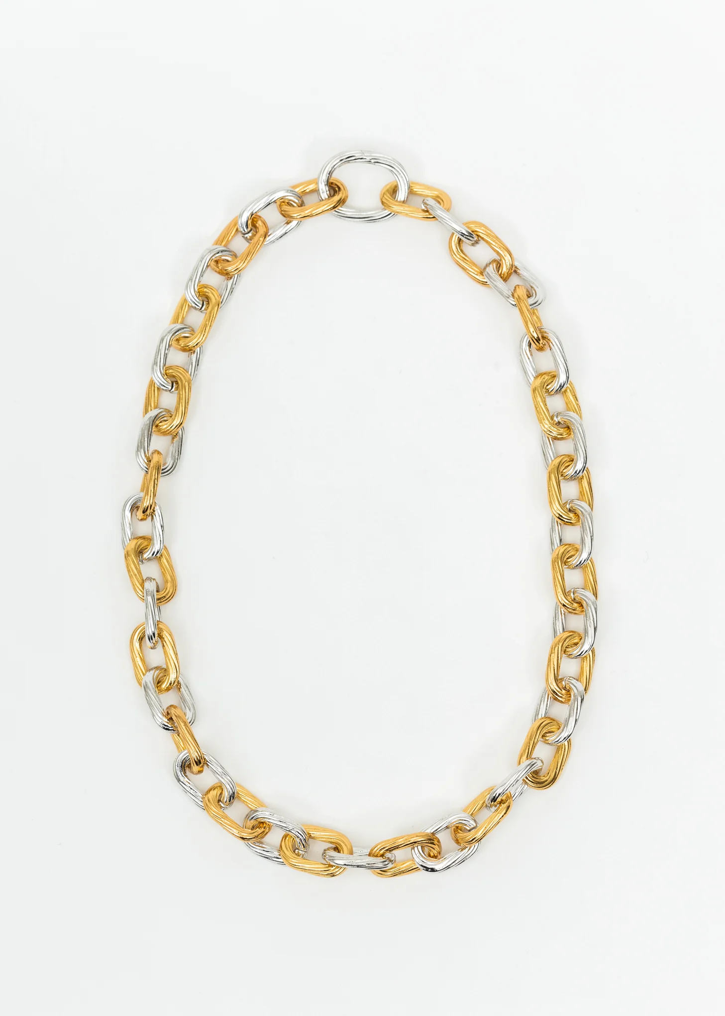 Silver And Gold Lock Necklace
